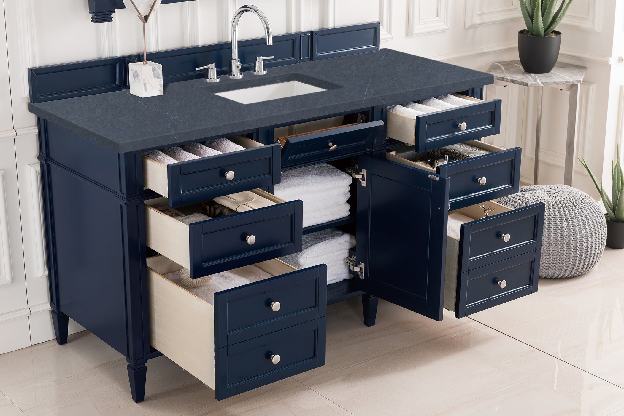 James Martin Brittany 60" Single Vanity in Victory Bleu with 3cm Countertop