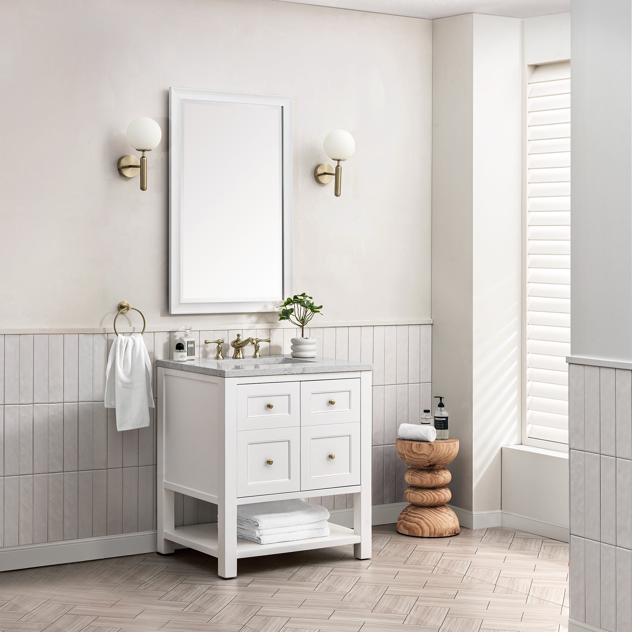 James Martin Breckenridge 30" Single Vanity in Bright White with 3cm Countertop