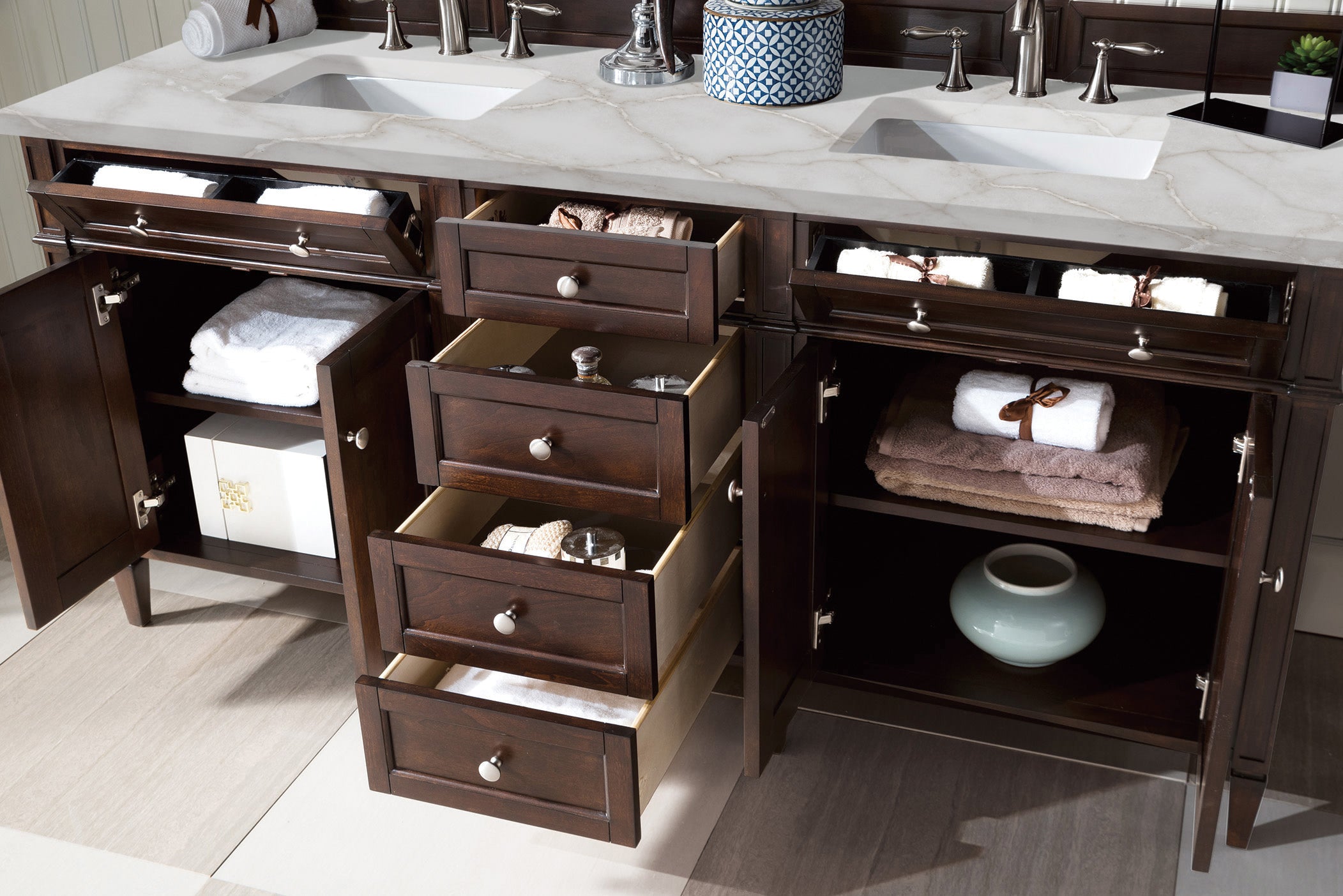 James Martin Brittany 72" Double Vanity in Burnished Mahogany with 3cm Countertop