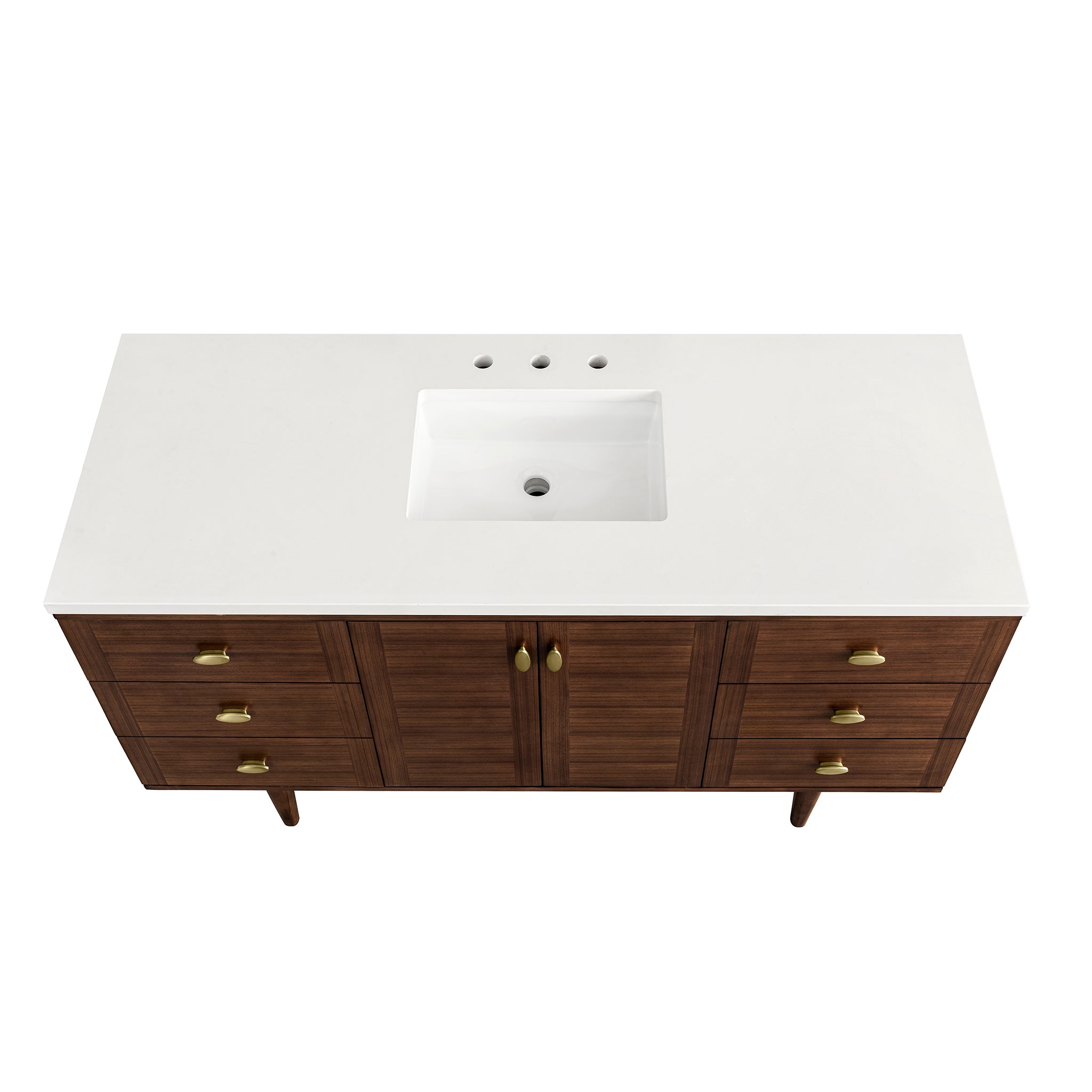 James Martin Amberly 60" Single Vanity in Mid-Century Walnut with 3cm Countertop