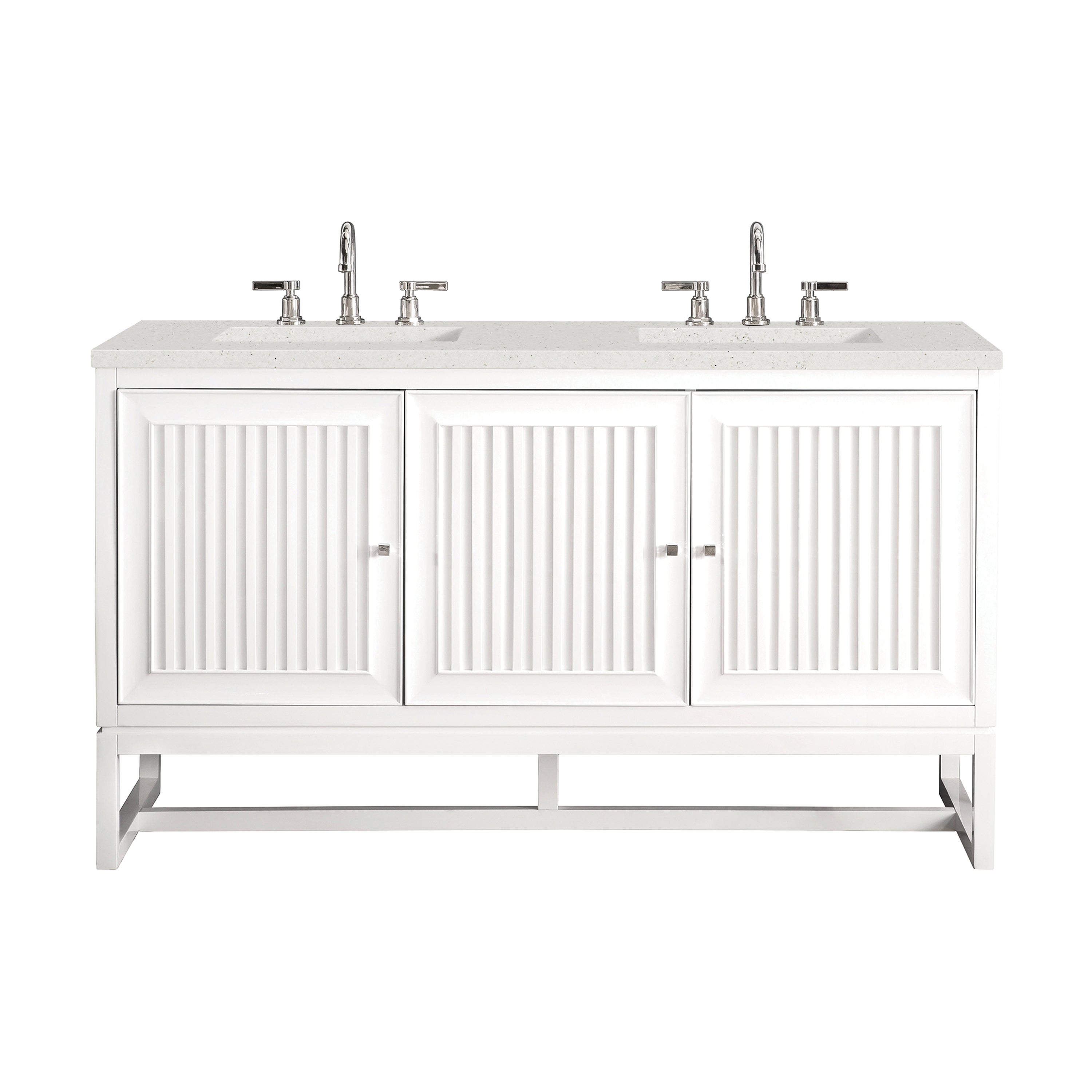 James Martin Athens 60" Double Vanity in Glossy White with 3cm Countertop