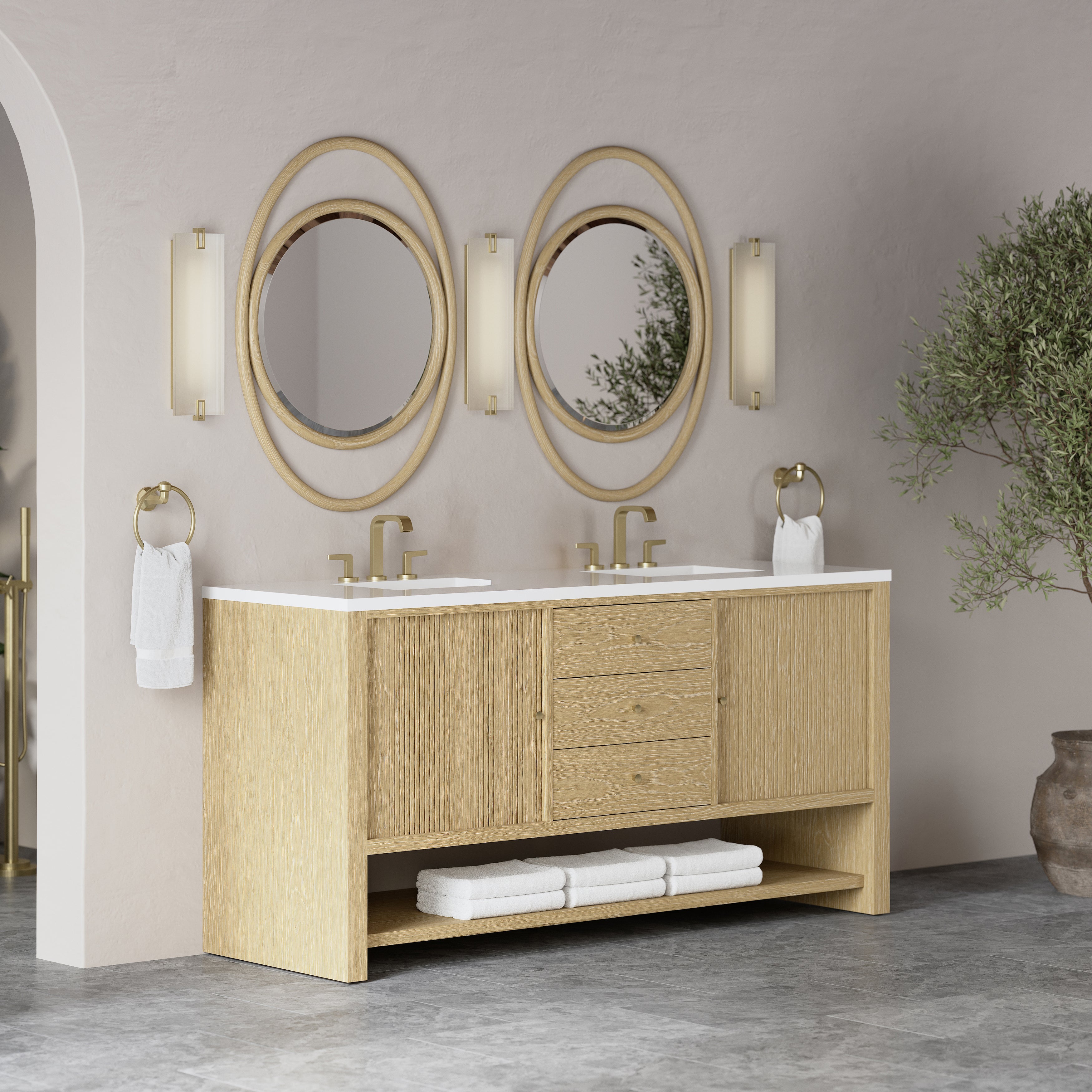 James Martin Marigot 72" Double Vanity in Sunwashed Oak with 3cm Countertop