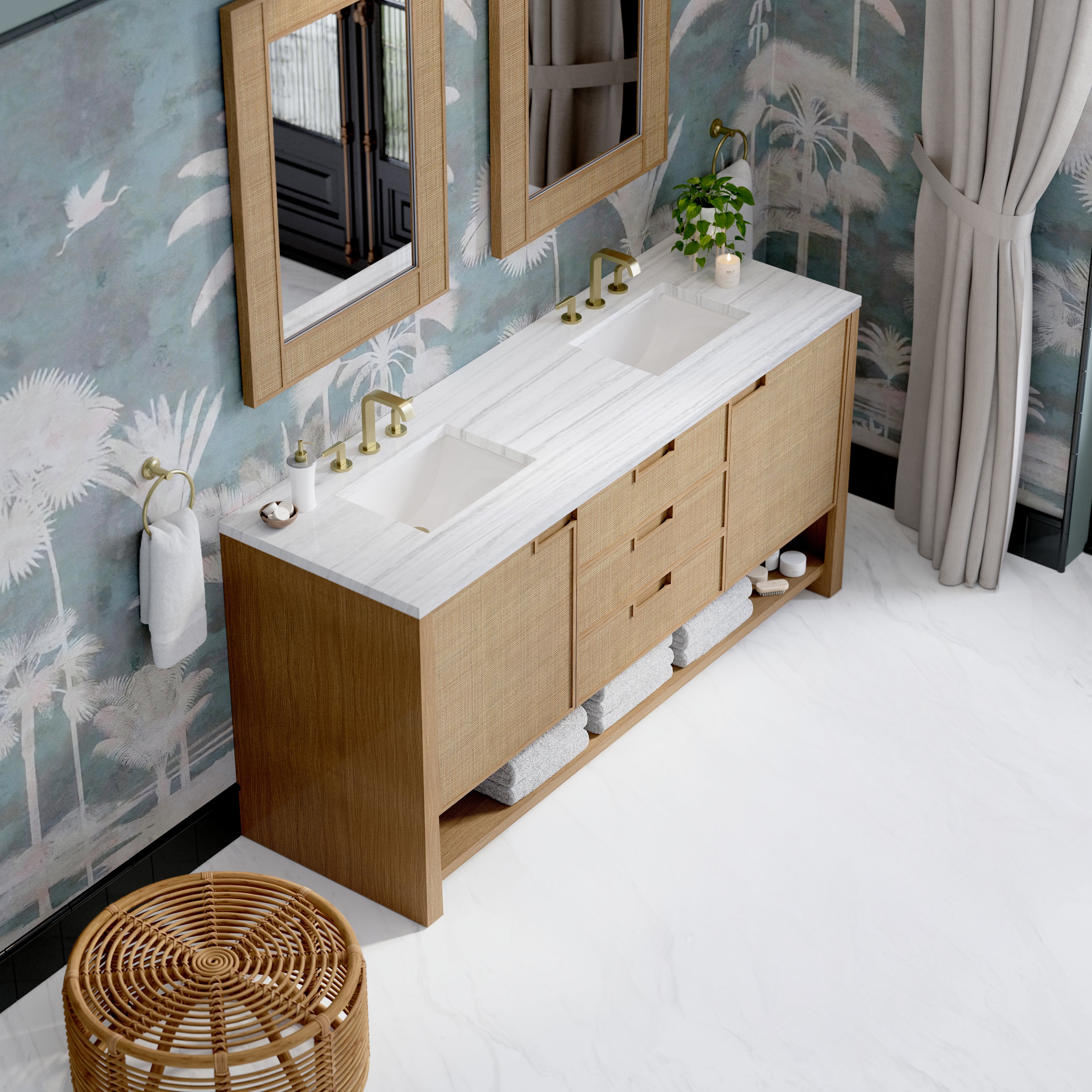 James Martin Solene 72" Double Vanity in Seaside Oak with 3cm Countertop