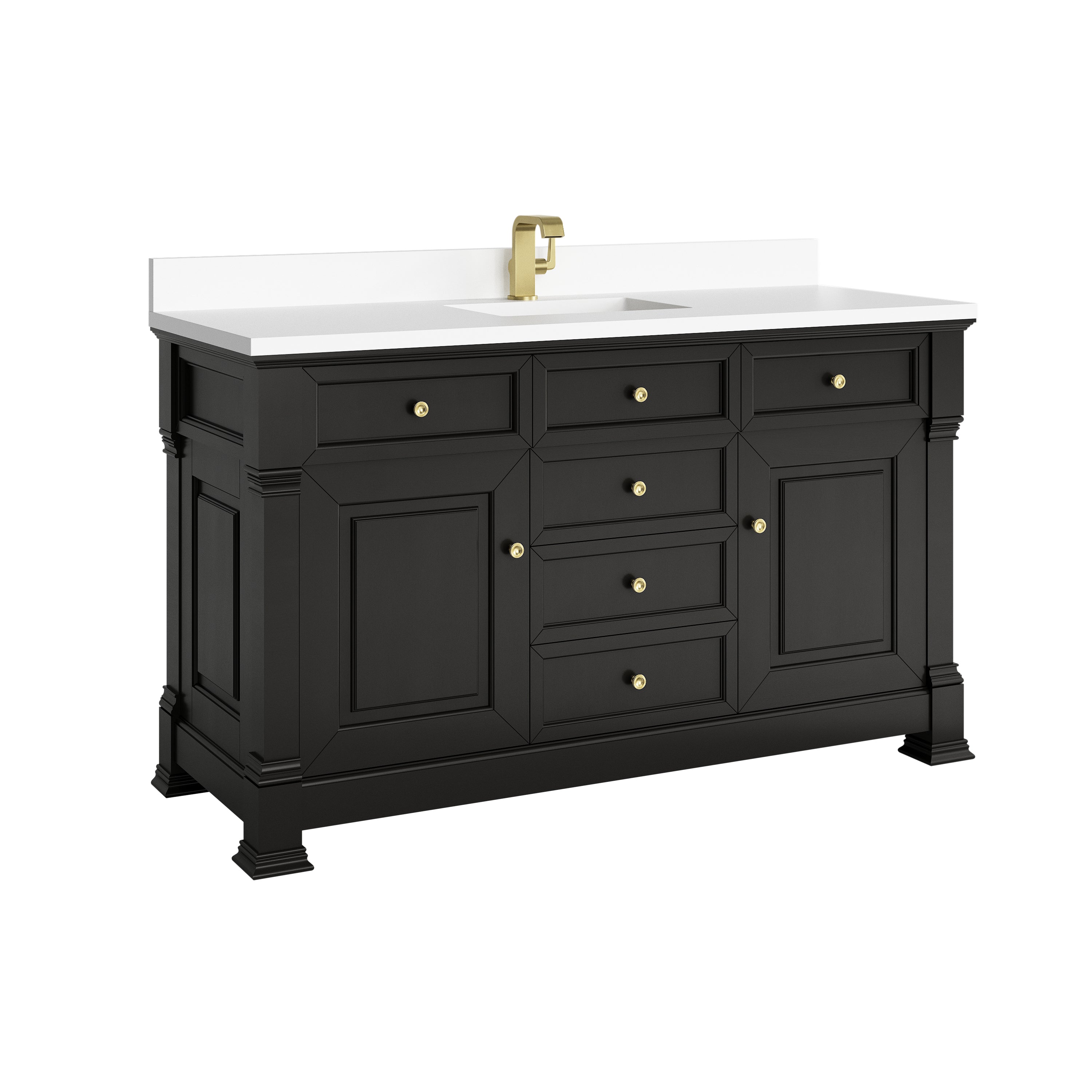 James Martin Brookfield 60" Single Vanity in Black Onyx with 3cm Countertop