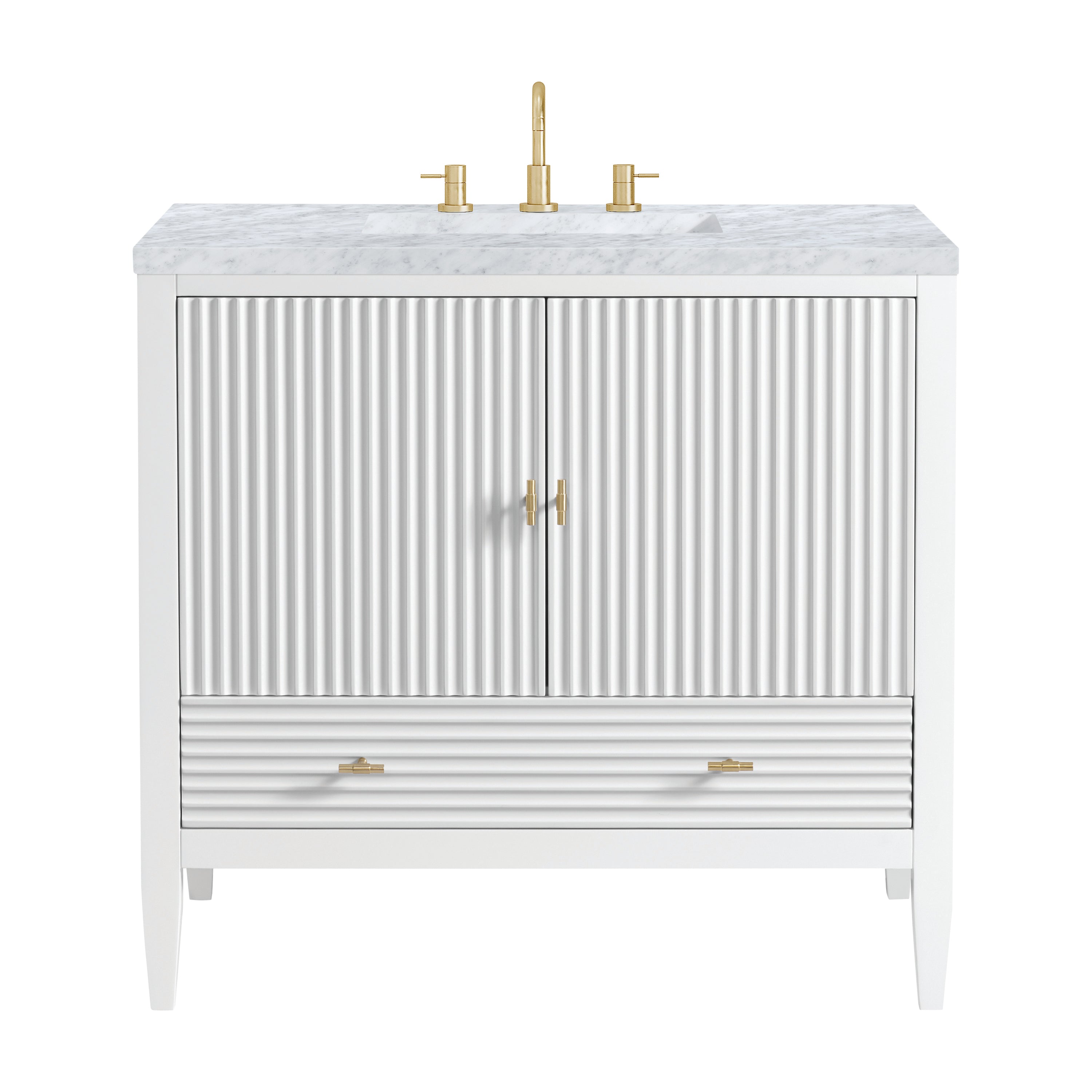 James Martin Myrrin 36" Vanity in Bright White with 3cm Countertop