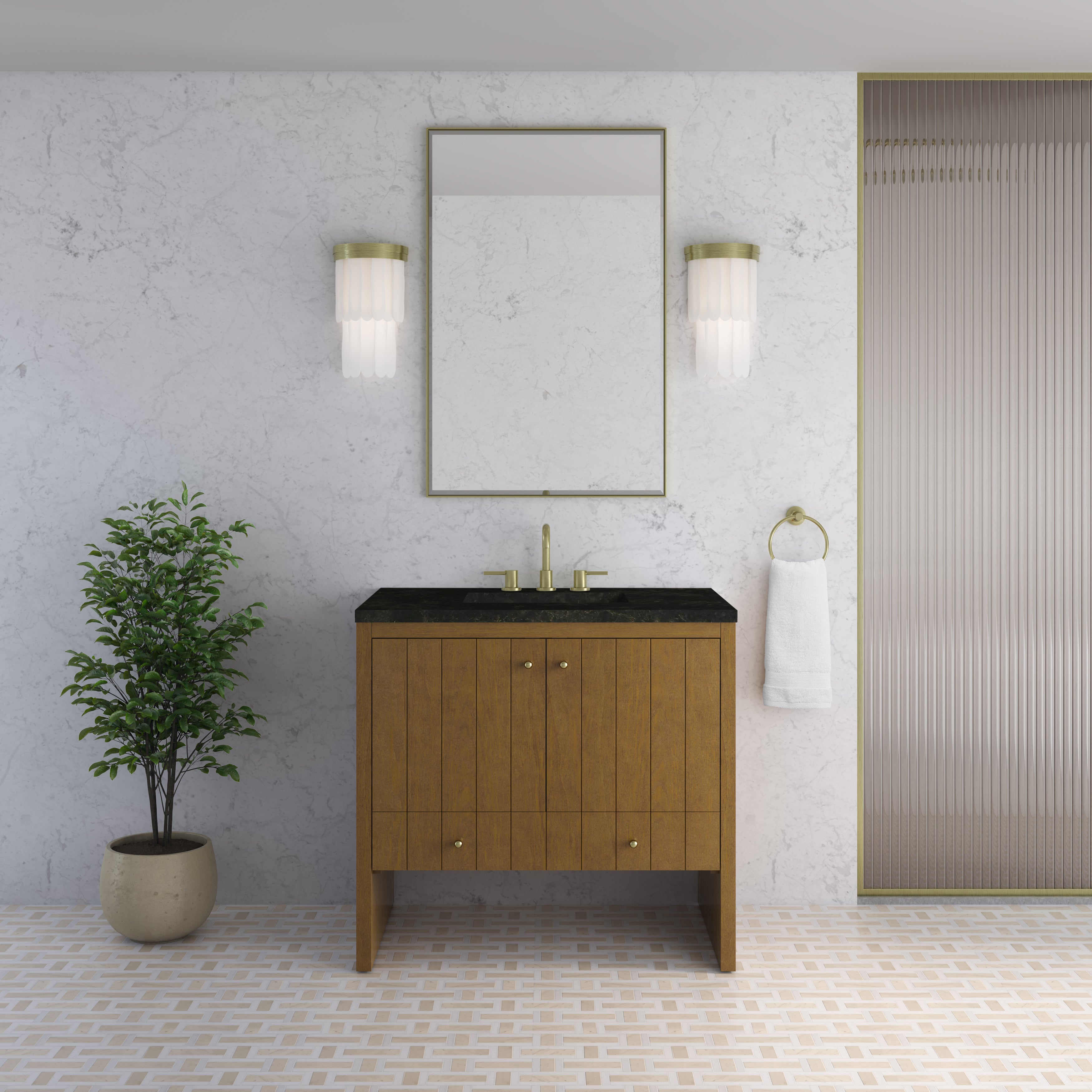 James Martin Hudson 36" Single Vanity in Honey Oak with 3cm Countertop