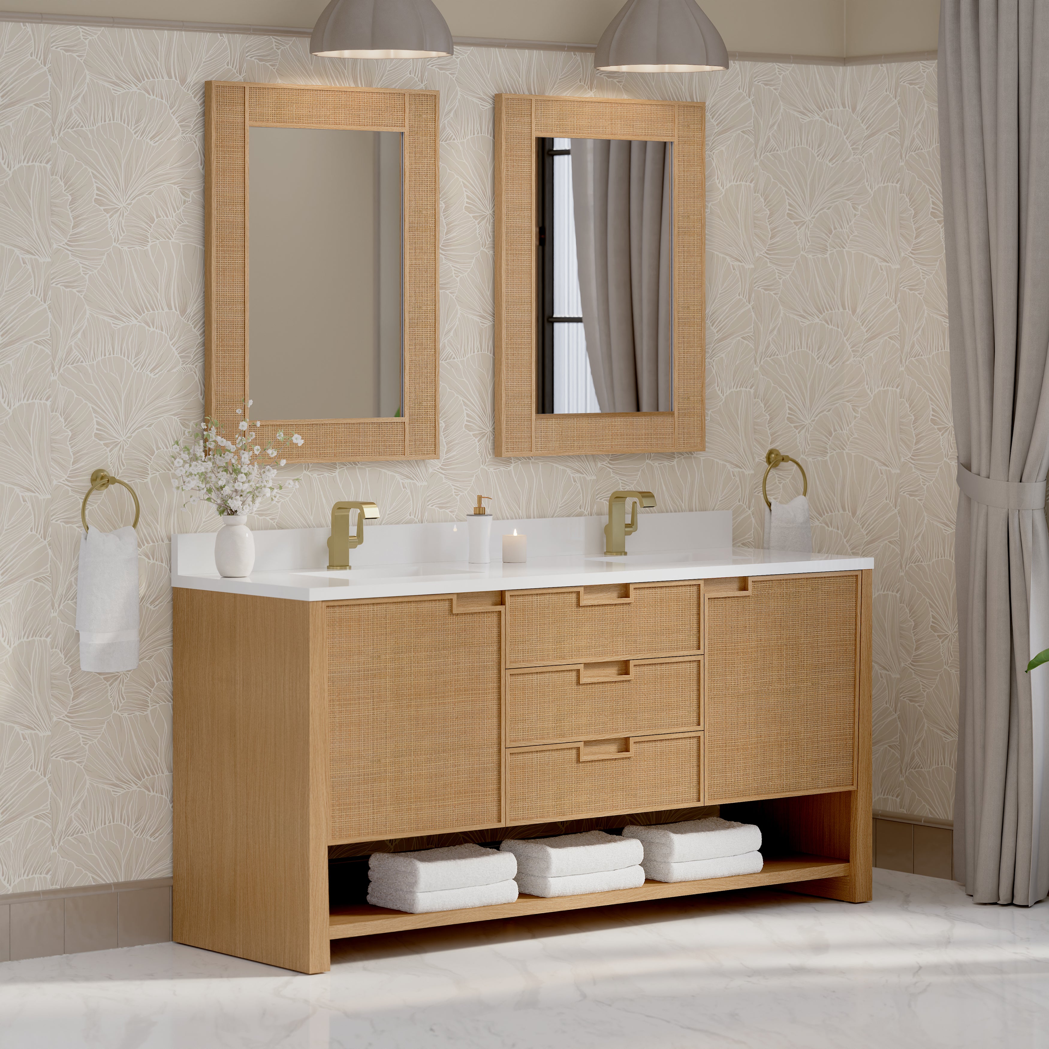 James Martin Solene 72" Double Vanity in Seaside Oak with 3cm Countertop