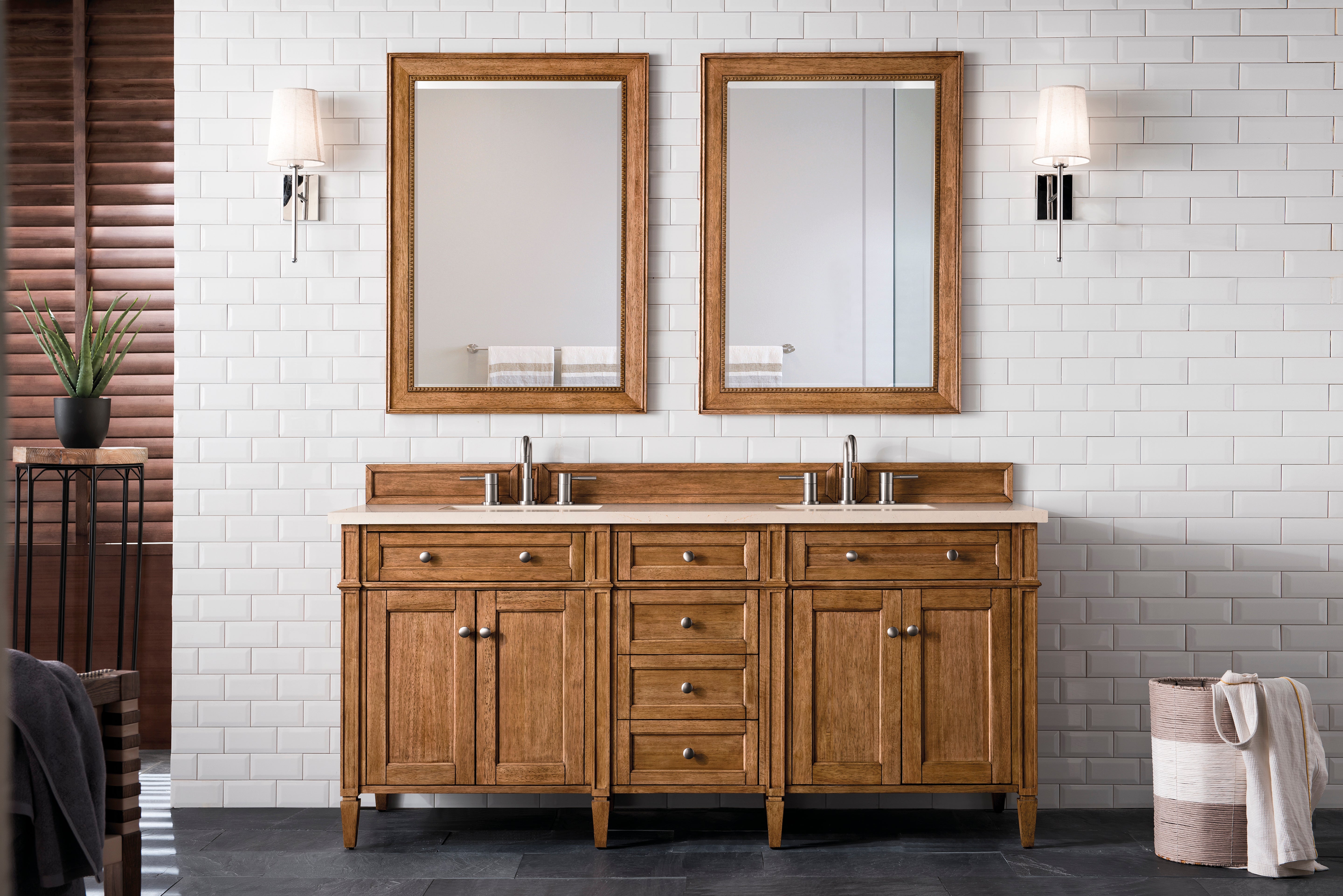 James Martin Brittany 72" Double Vanity in Saddle Brown with 3cm Countertop