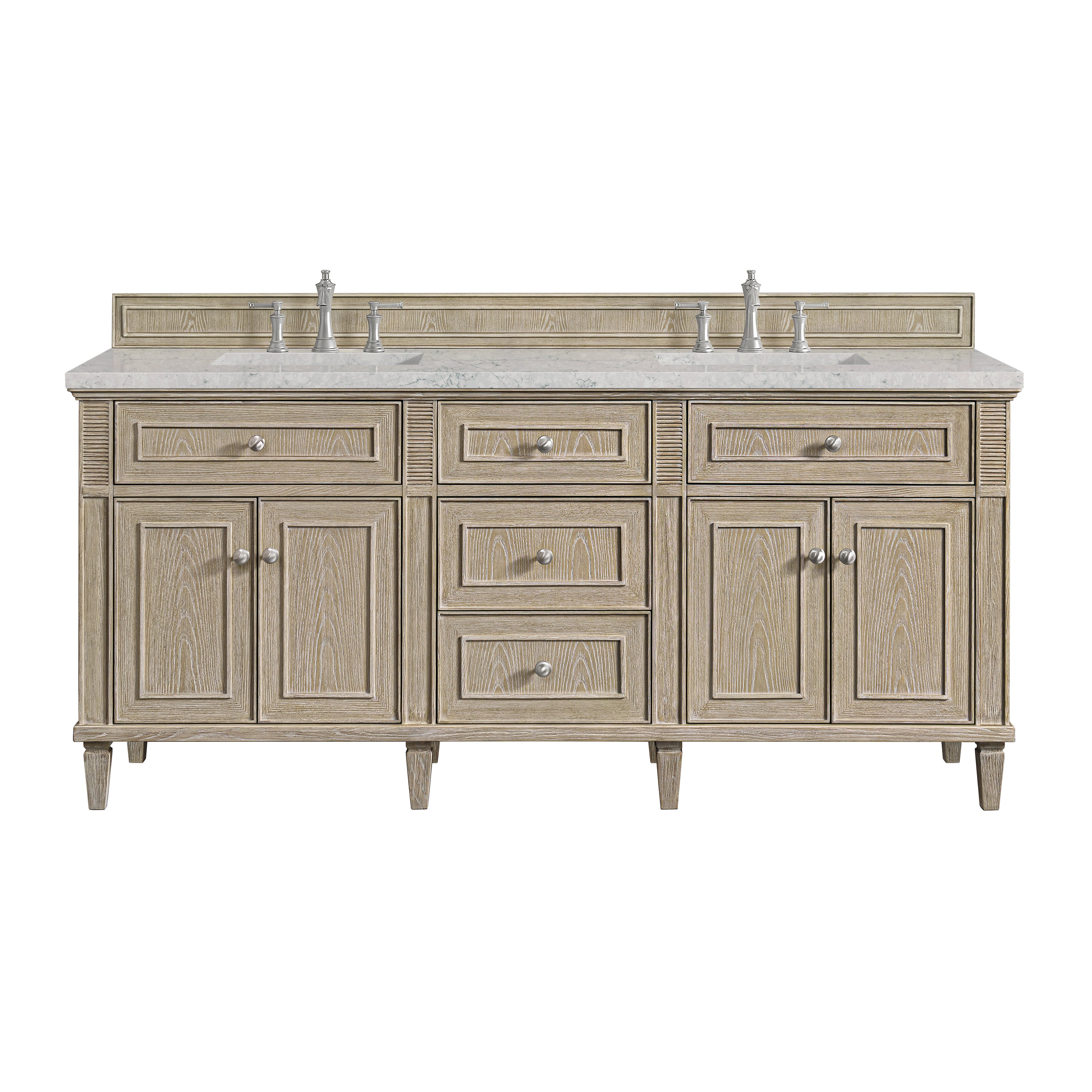 James Martin Lorelai 72" Double Vanity in Whitewashed Oak with 3cm Countertop