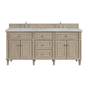 James Martin Lorelai 72" Double Vanity in Whitewashed Oak with 3cm Countertop and FreePower Wireless Charger