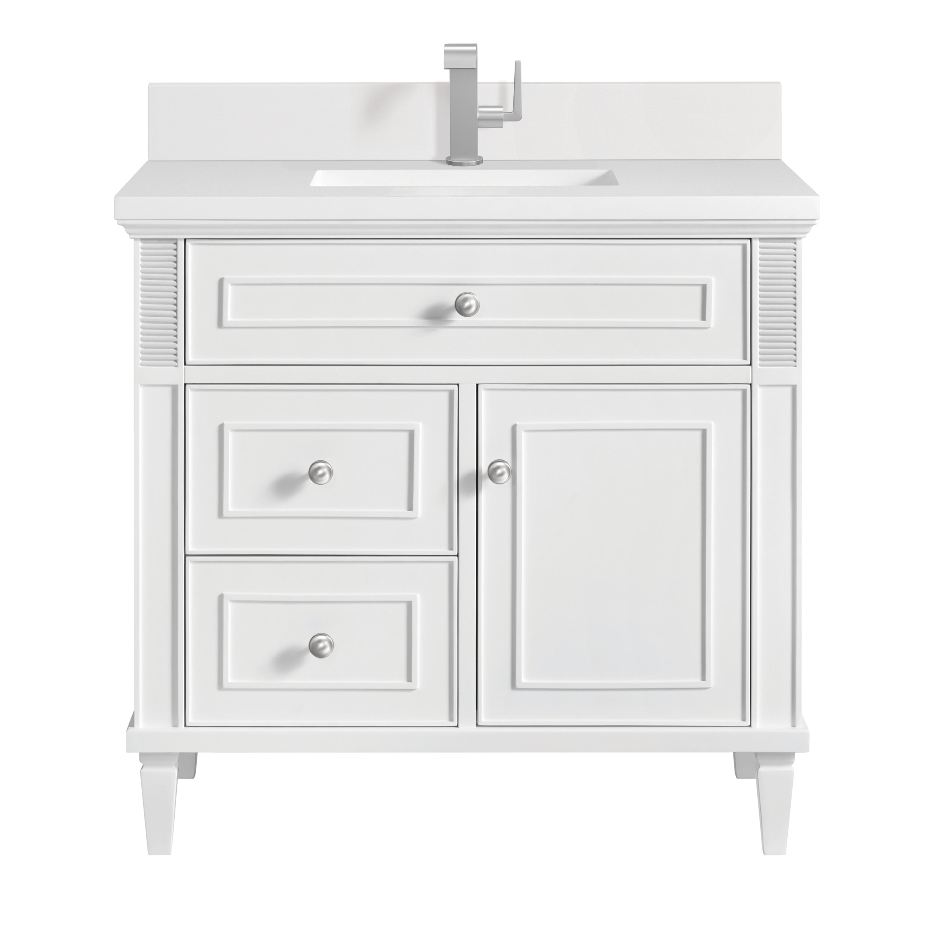 James Martin Lorelai 36" Single Vanity in Bright White with 3cm Countertop