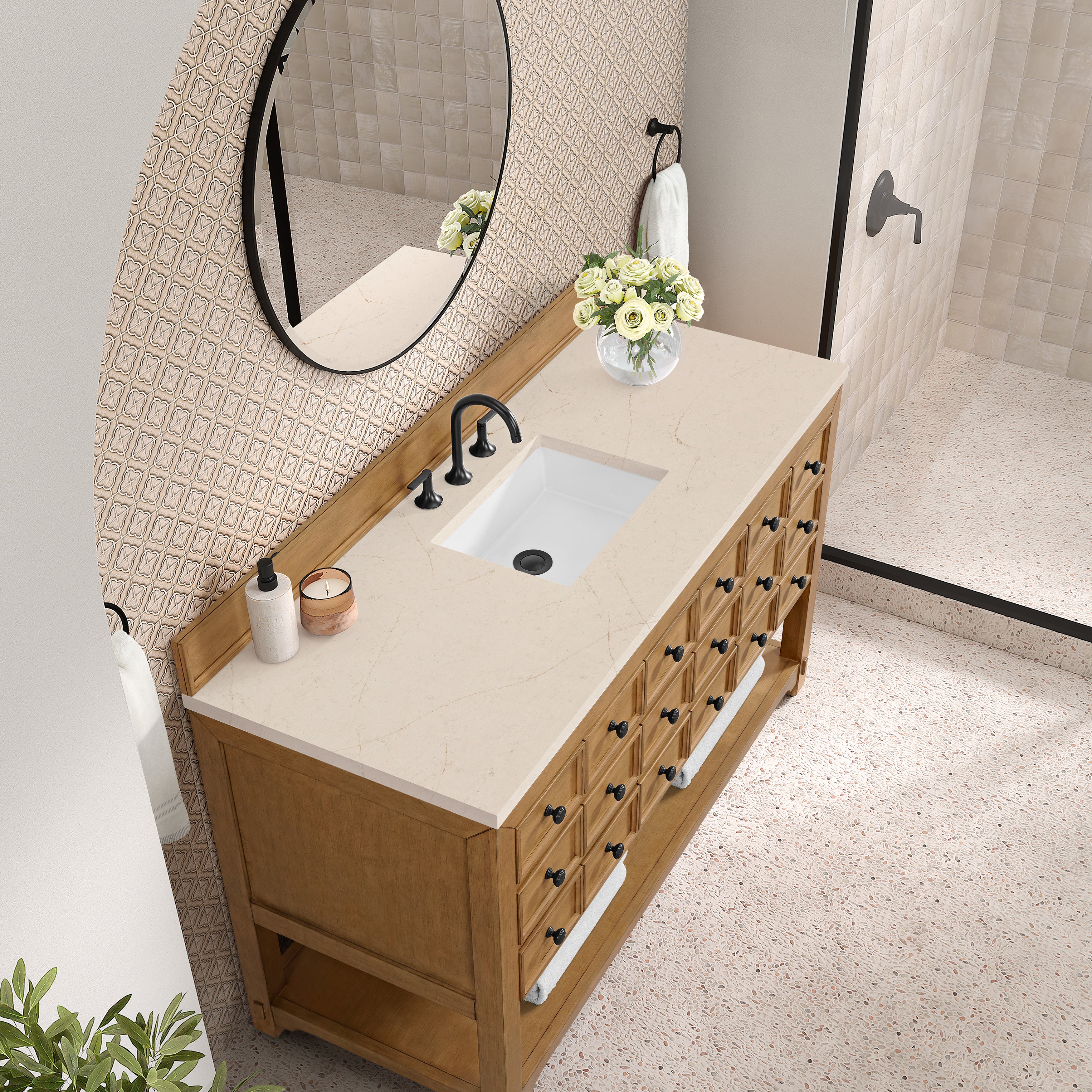 James Martin Malibu 60" Single Vanity in Amber Birch with 3cm Countertop