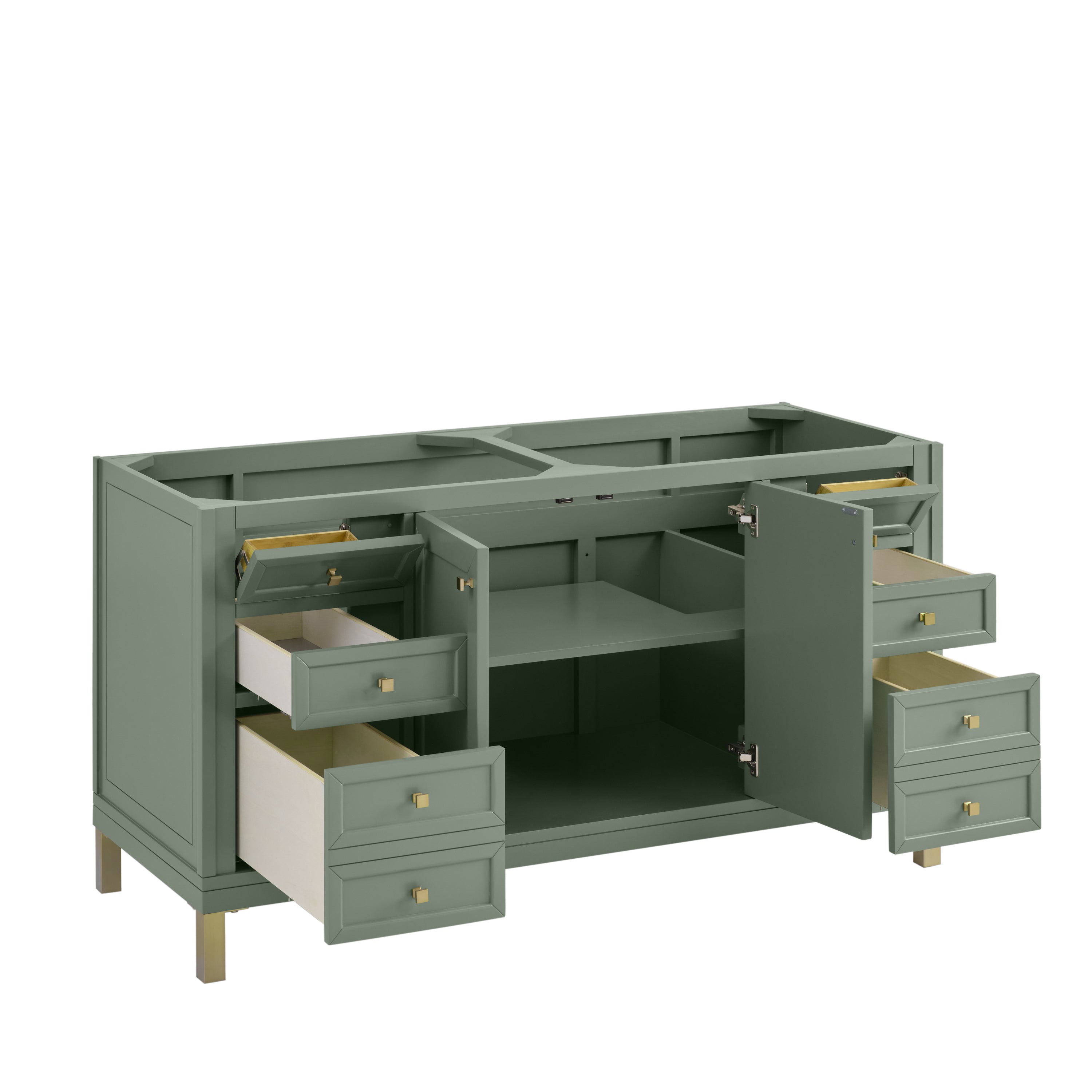 James Martin Chicago 60" Double Vanity in Smokey Celadon with 3cm Countertop
