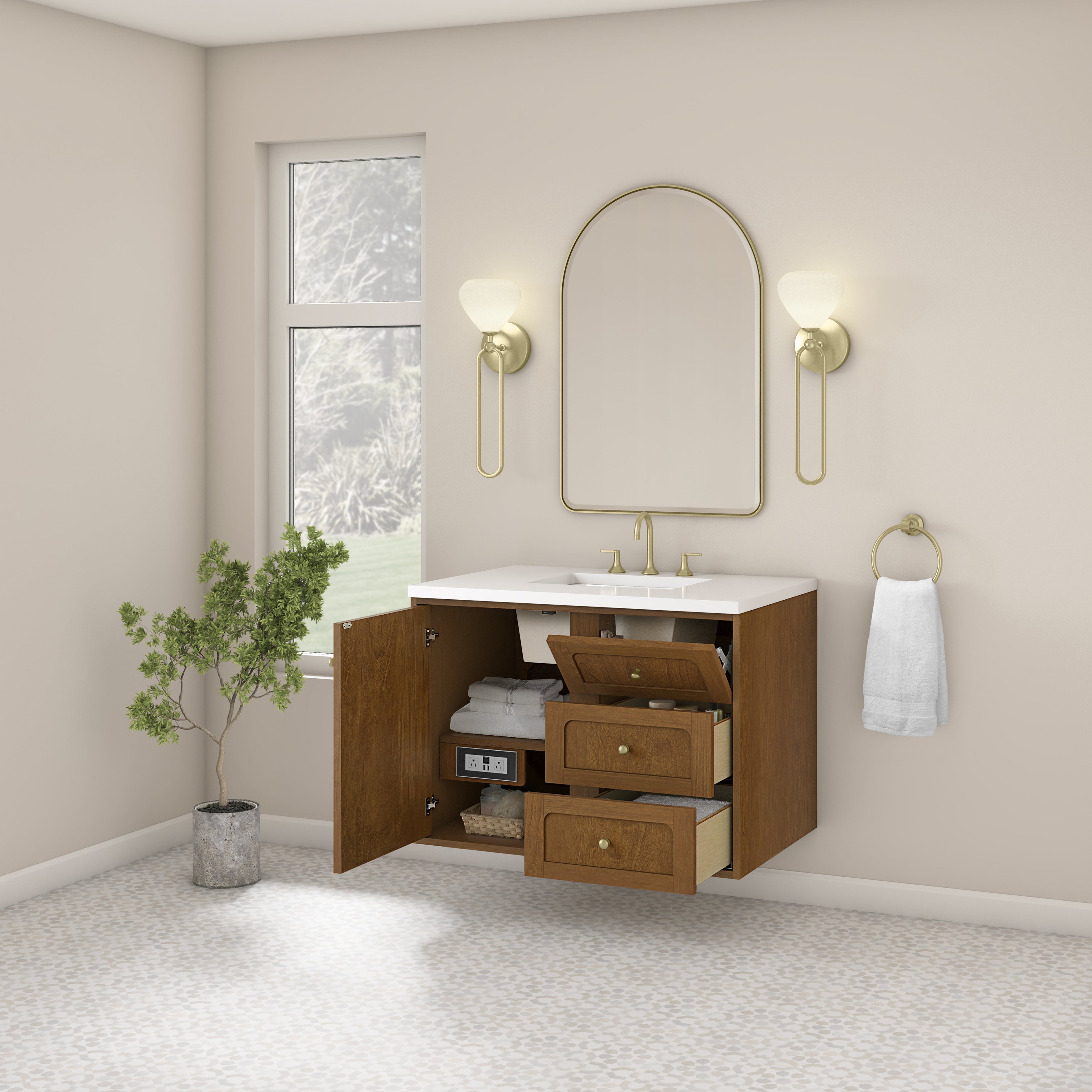 James Martin Laurent 36" Single Vanity in Honey Oak with 3cm Countertop