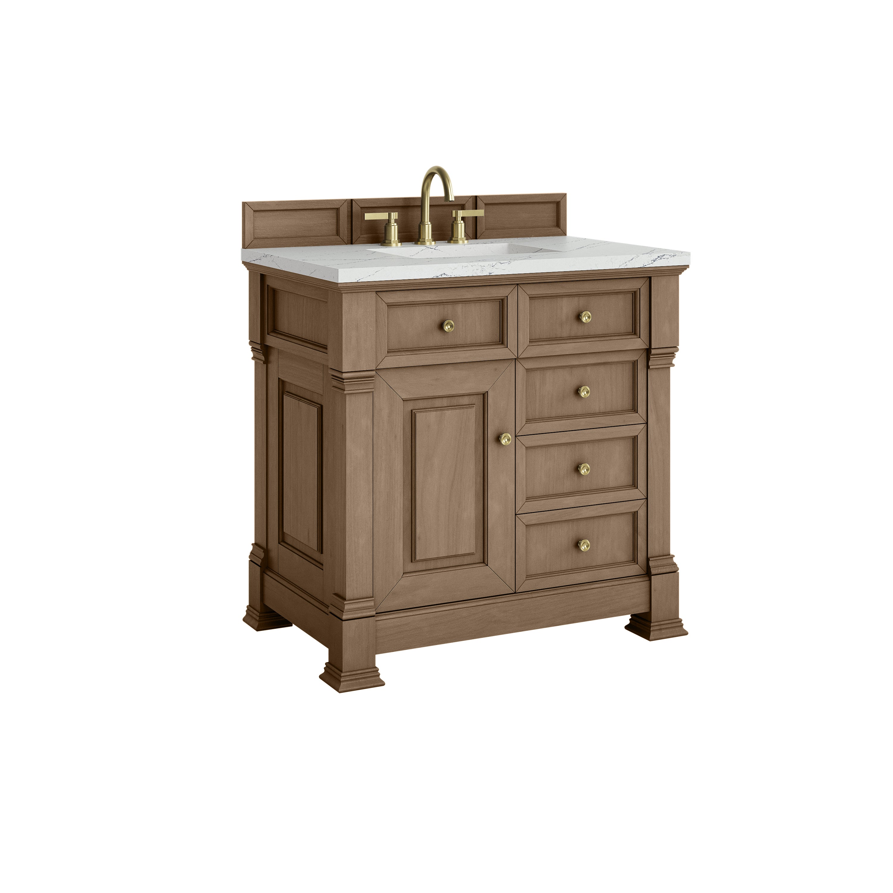 James Martin Brookfield 36" Single Vanity in Pecan with 3cm Countertop