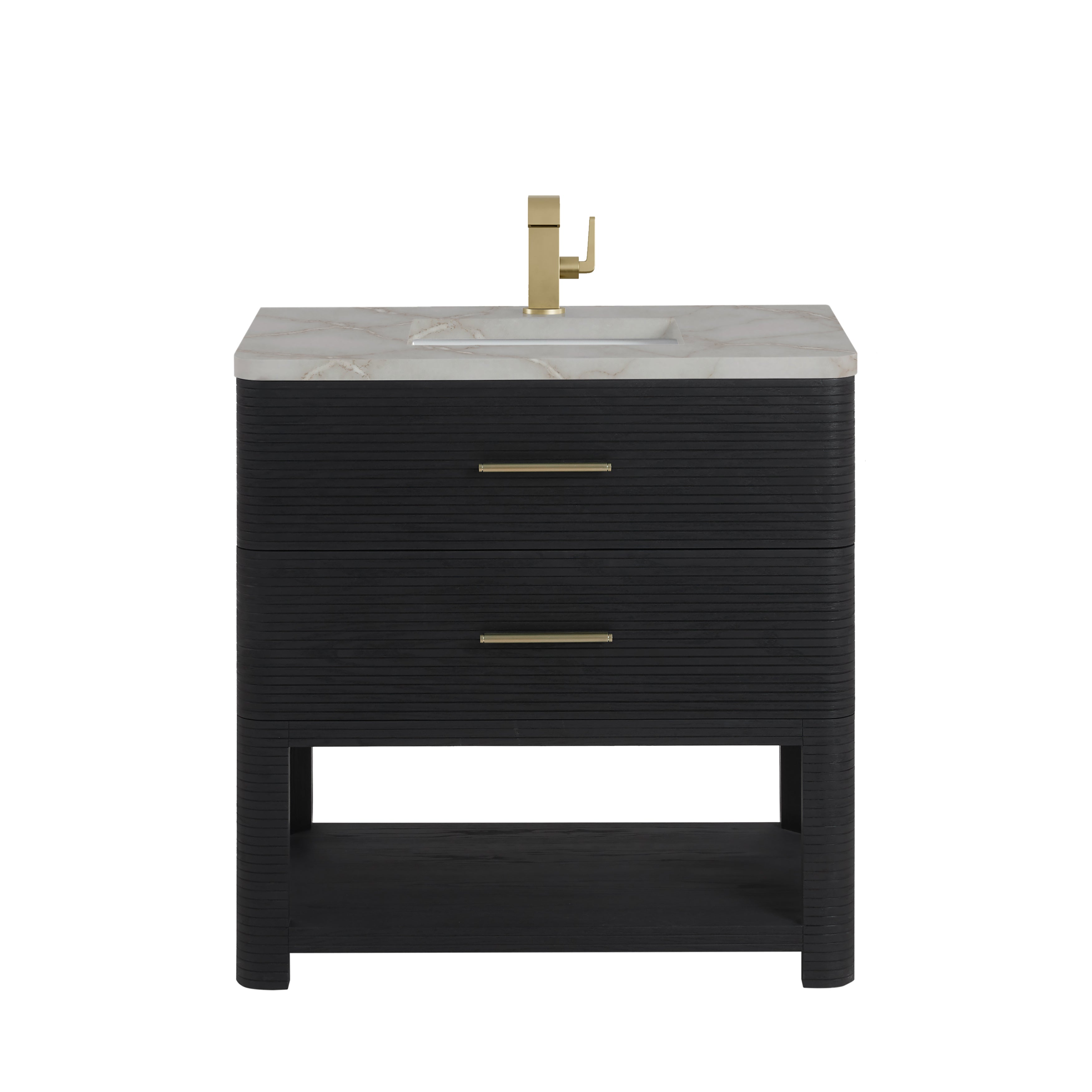 James Martin Lucian 36" Single Vanity in Carbon Oak with 3cm Countertop