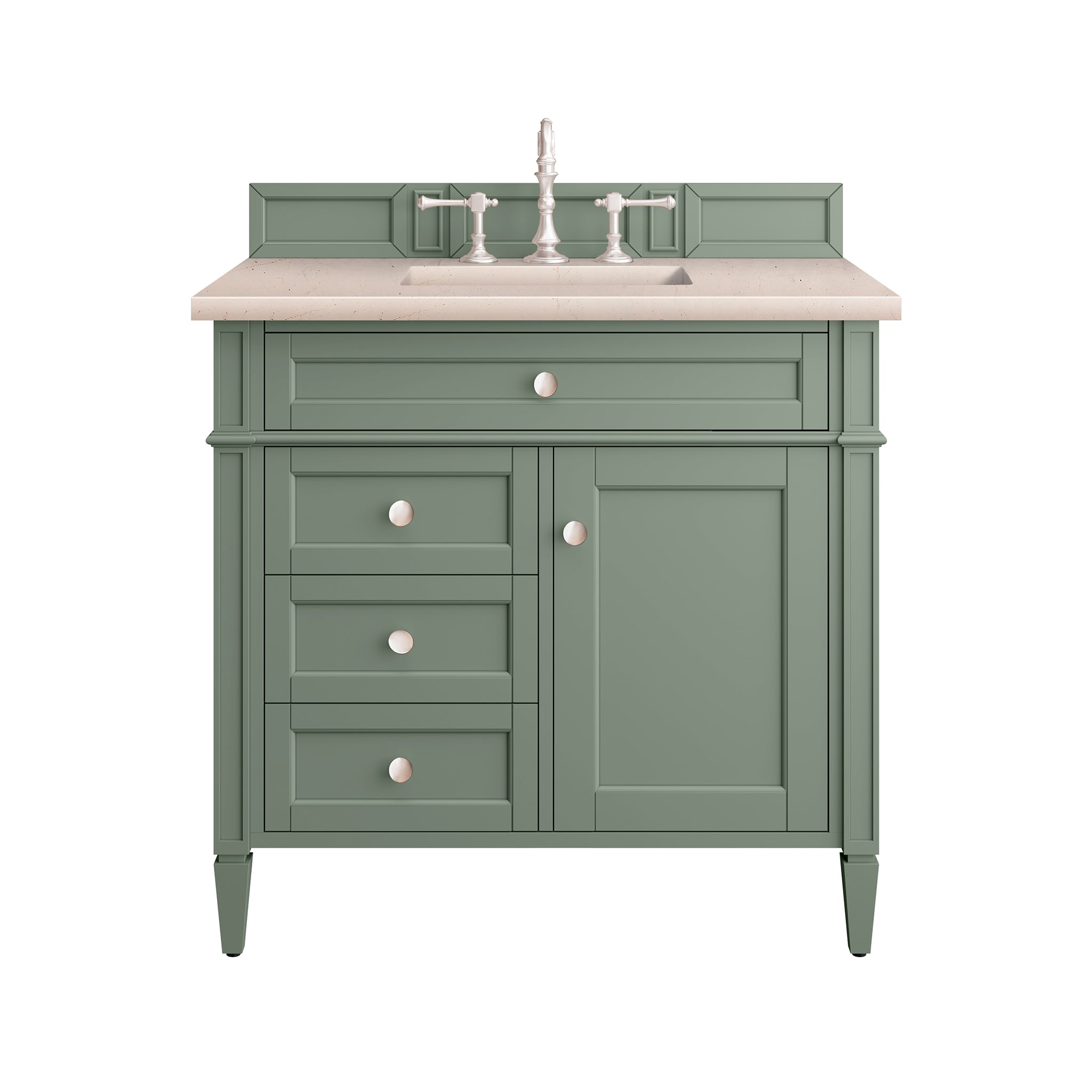 James Martin Brittany 36" Single Vanity in Smokey Celadon with 3cm Countertop