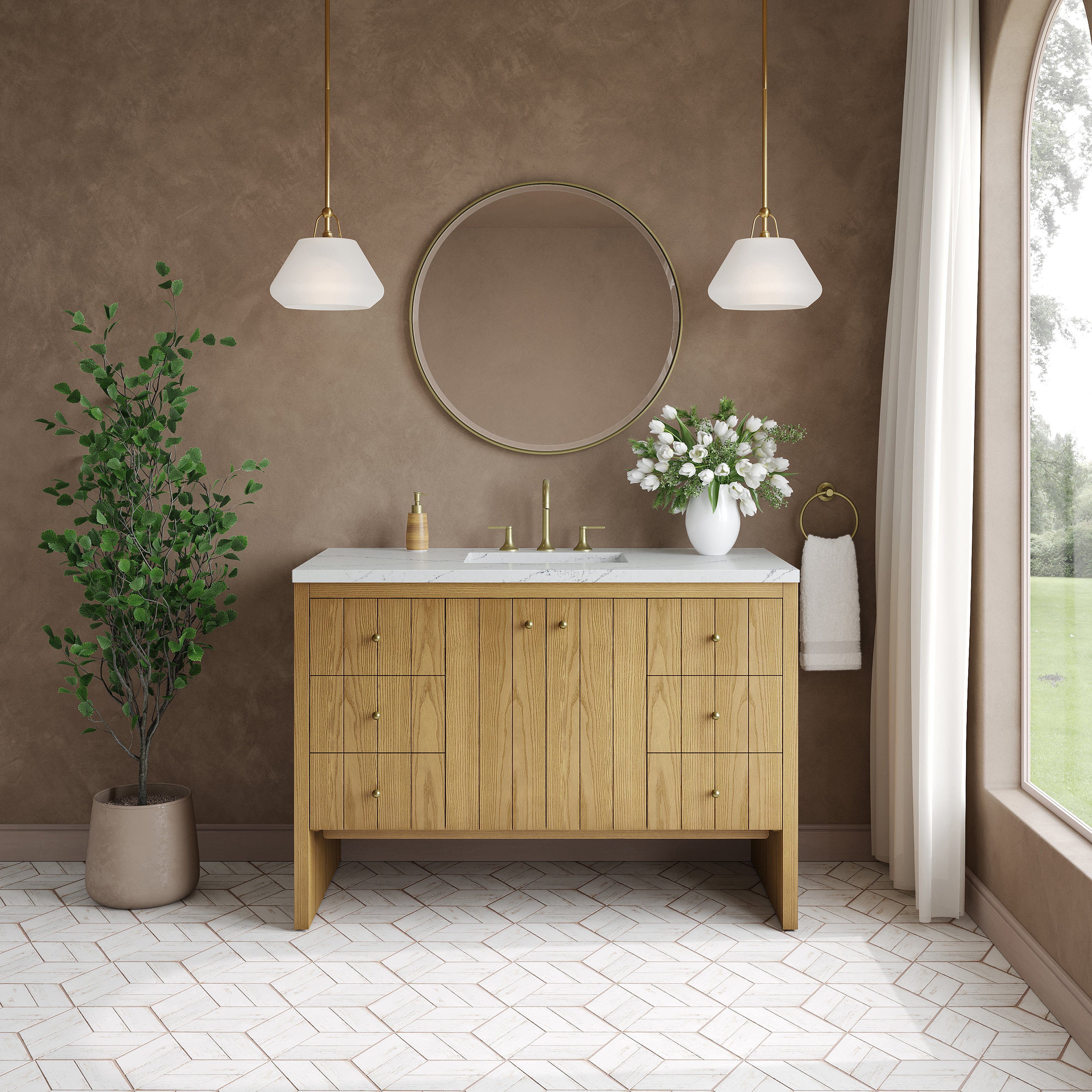 James Martin Hudson 48" Single Vanity in Light Natural Oak with 3cm Countertop