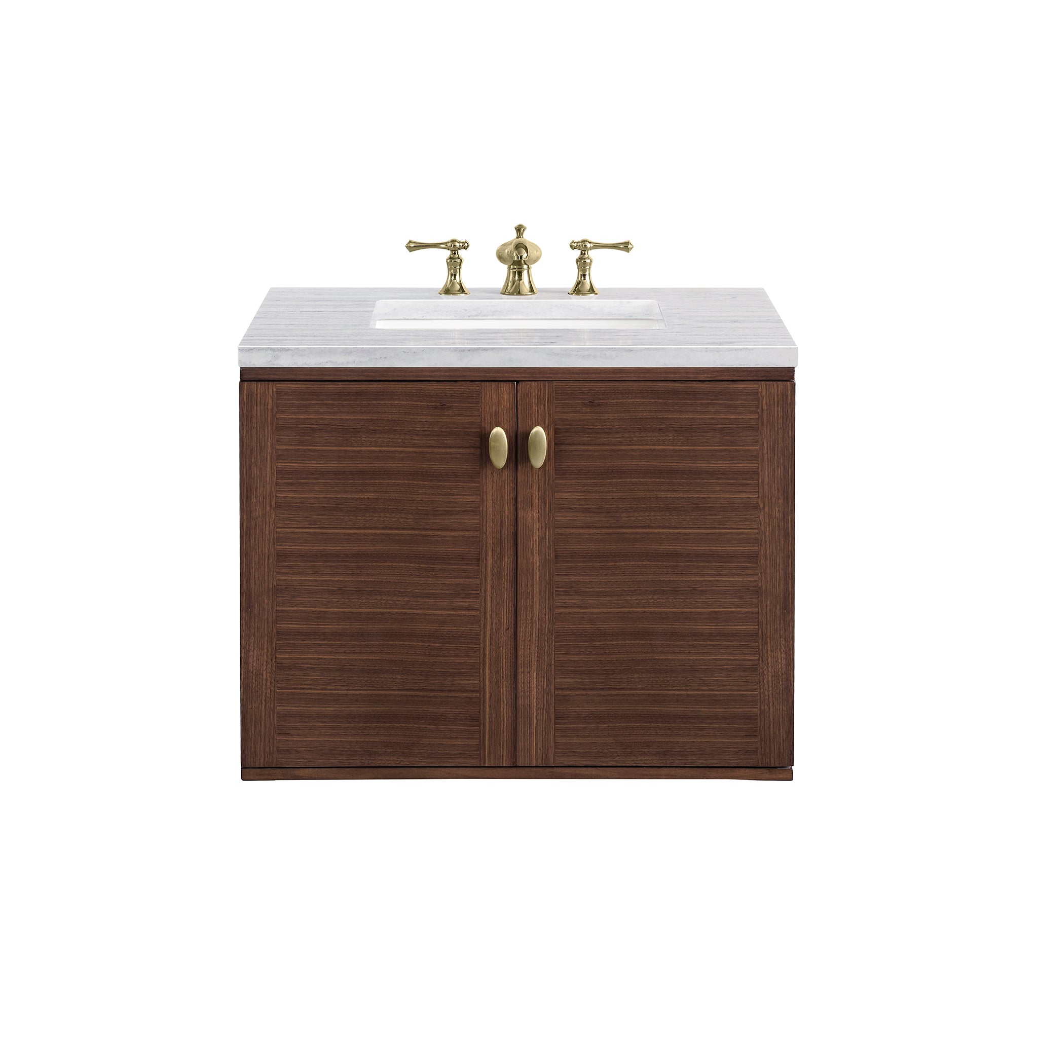 James Martin Amberly 30" Single Vanity in Mid-Century Walnut with 3cm Countertop