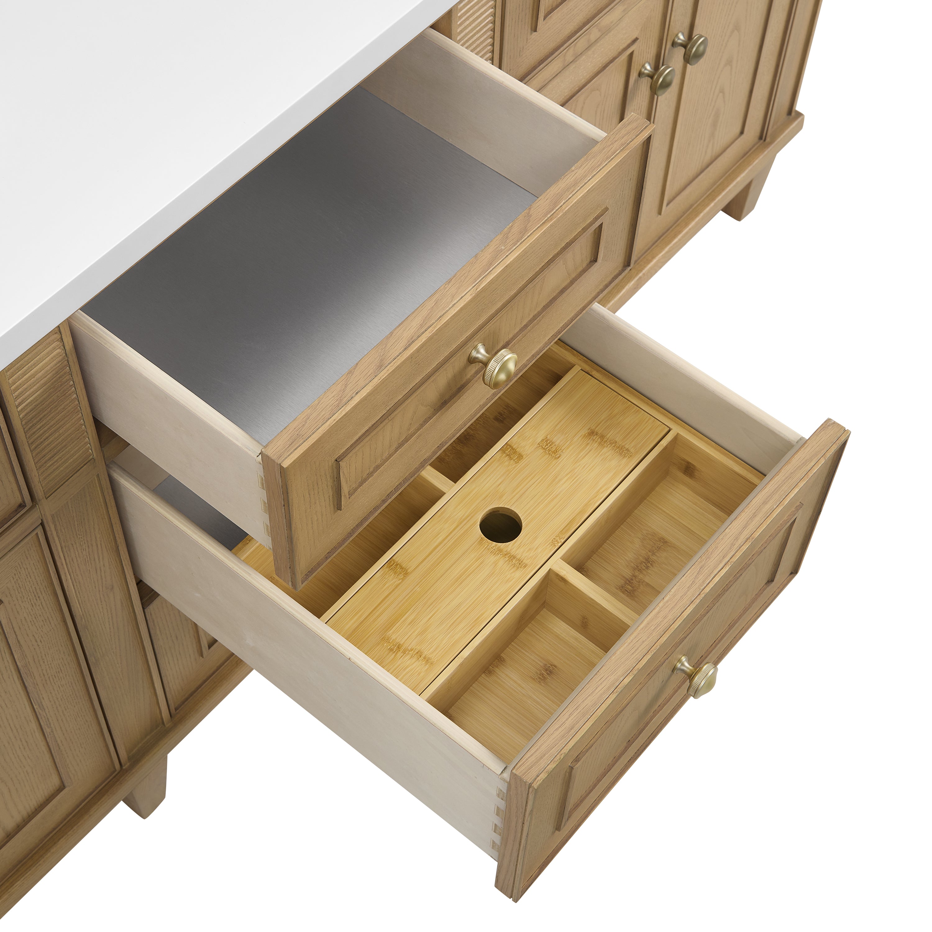 James Martin Lorelai 72" Double Vanity in Light Natural Oak with 3cm Countertop and FreePower Wireless Charger