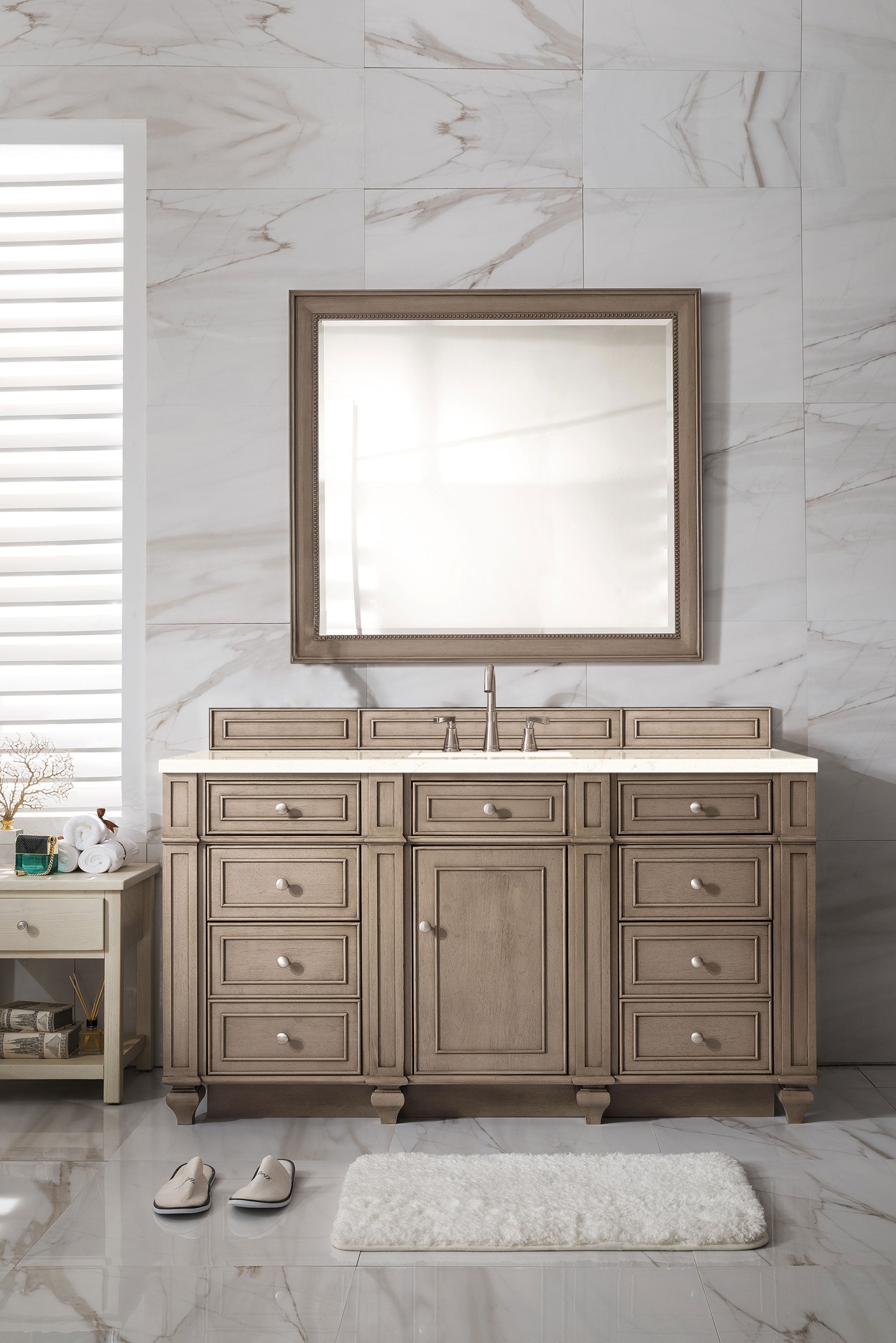 James Martin Bristol 60" Single Vanity in Whitewashed Walnut with 3cm Countertop
