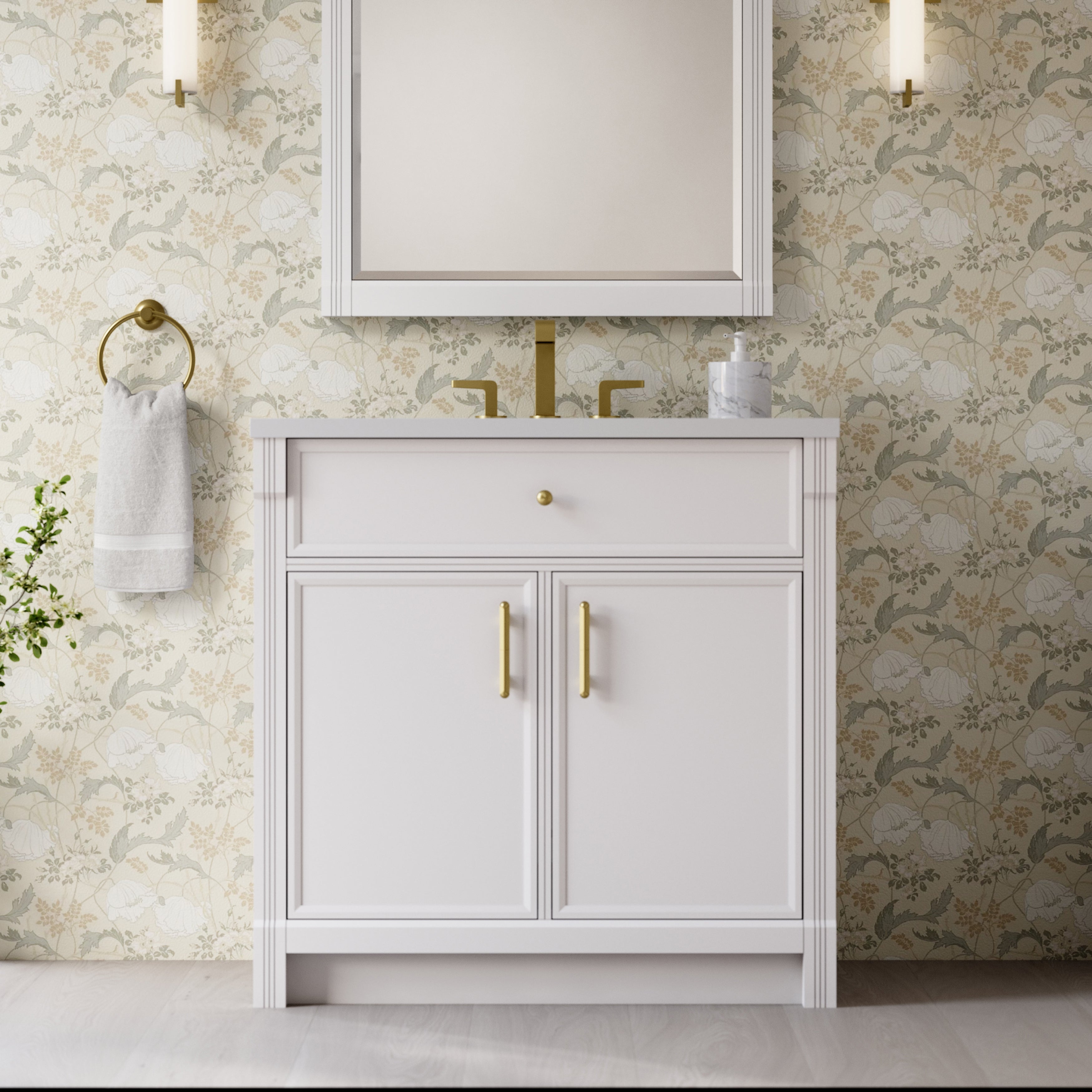 James Martin Bellshire 36" Single Vanity in Bright White with 3cm Countertop