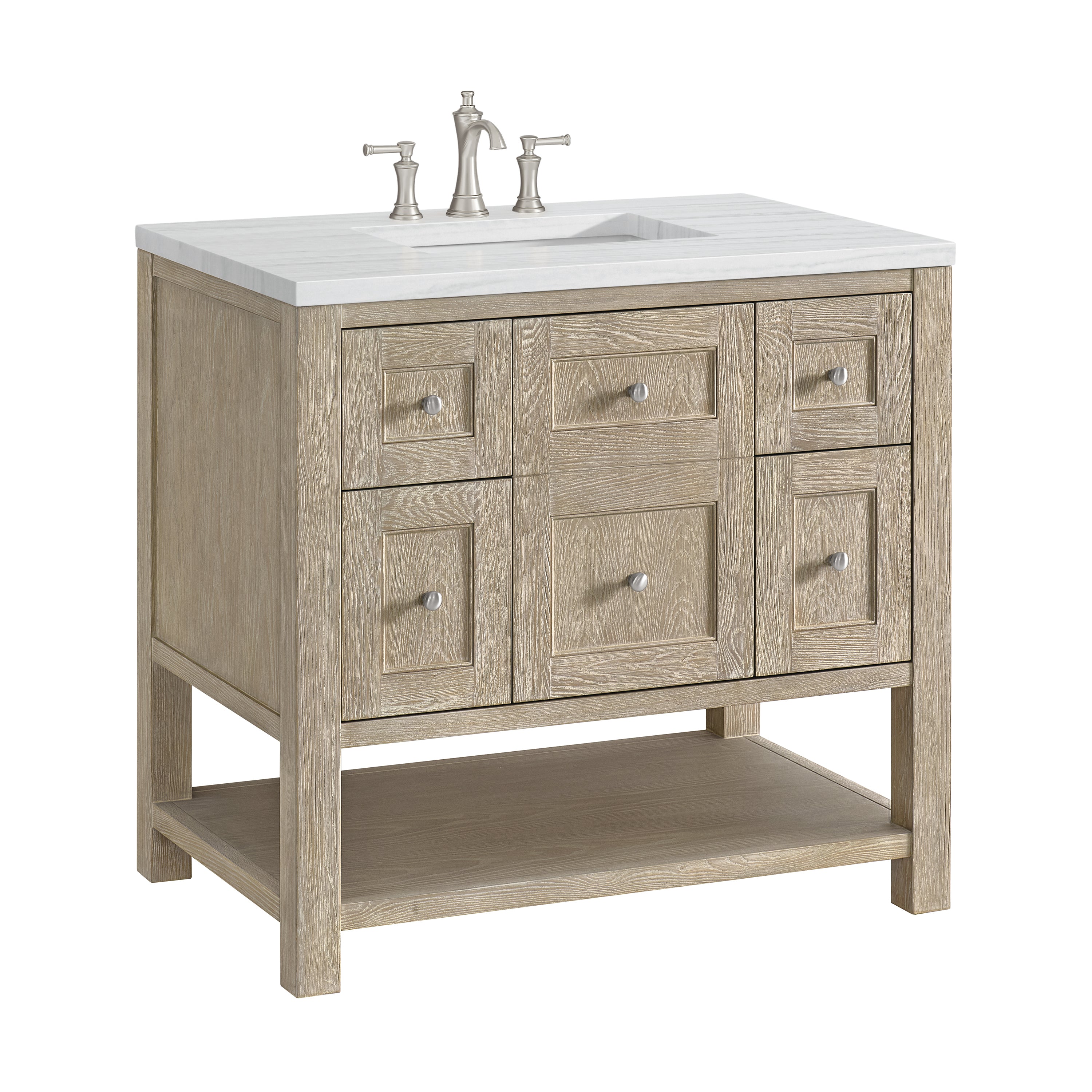 James Martin Breckenridge 36" Single in Whitewashed Oak with 3cm Countertop