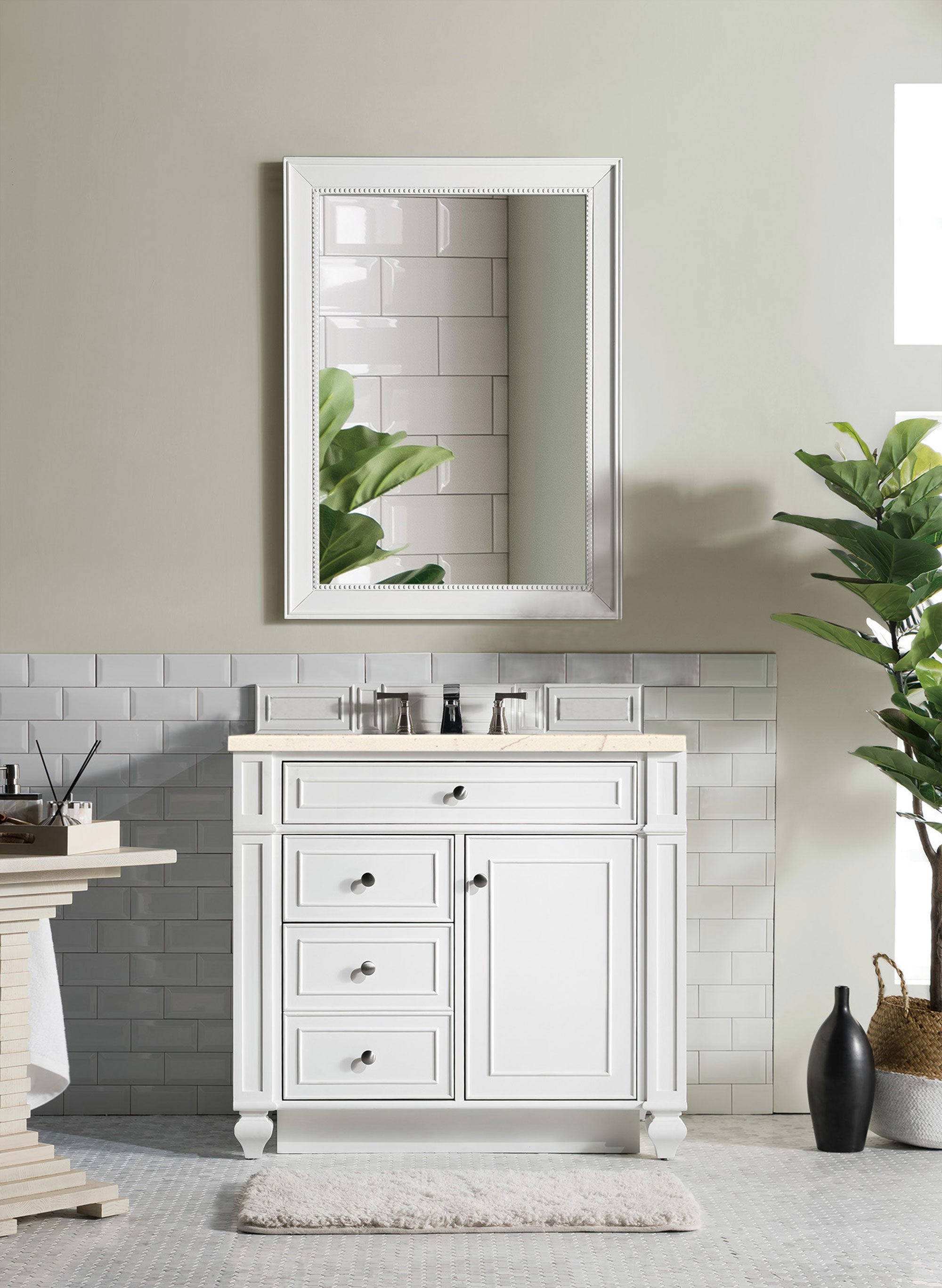 James Martin Bristol 36" Single Vanity in Bright White with 3cm Countertop
