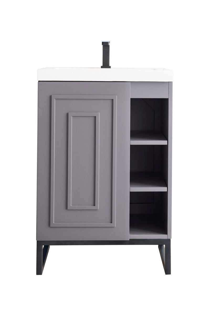 Alicante 24" Single Vanity with White Glossy Composite Stone Top