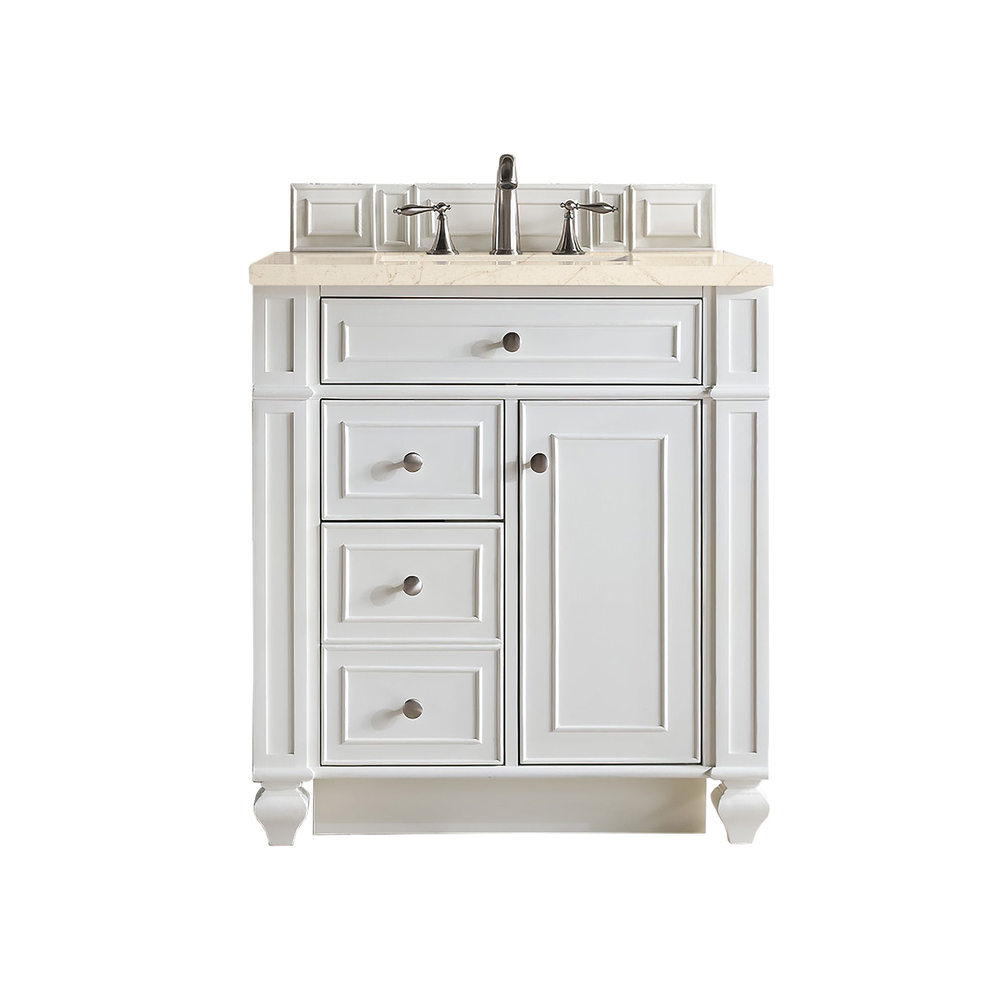 James Martin Bristol 30" Single Vanity in Bright White with 3cm Countertop