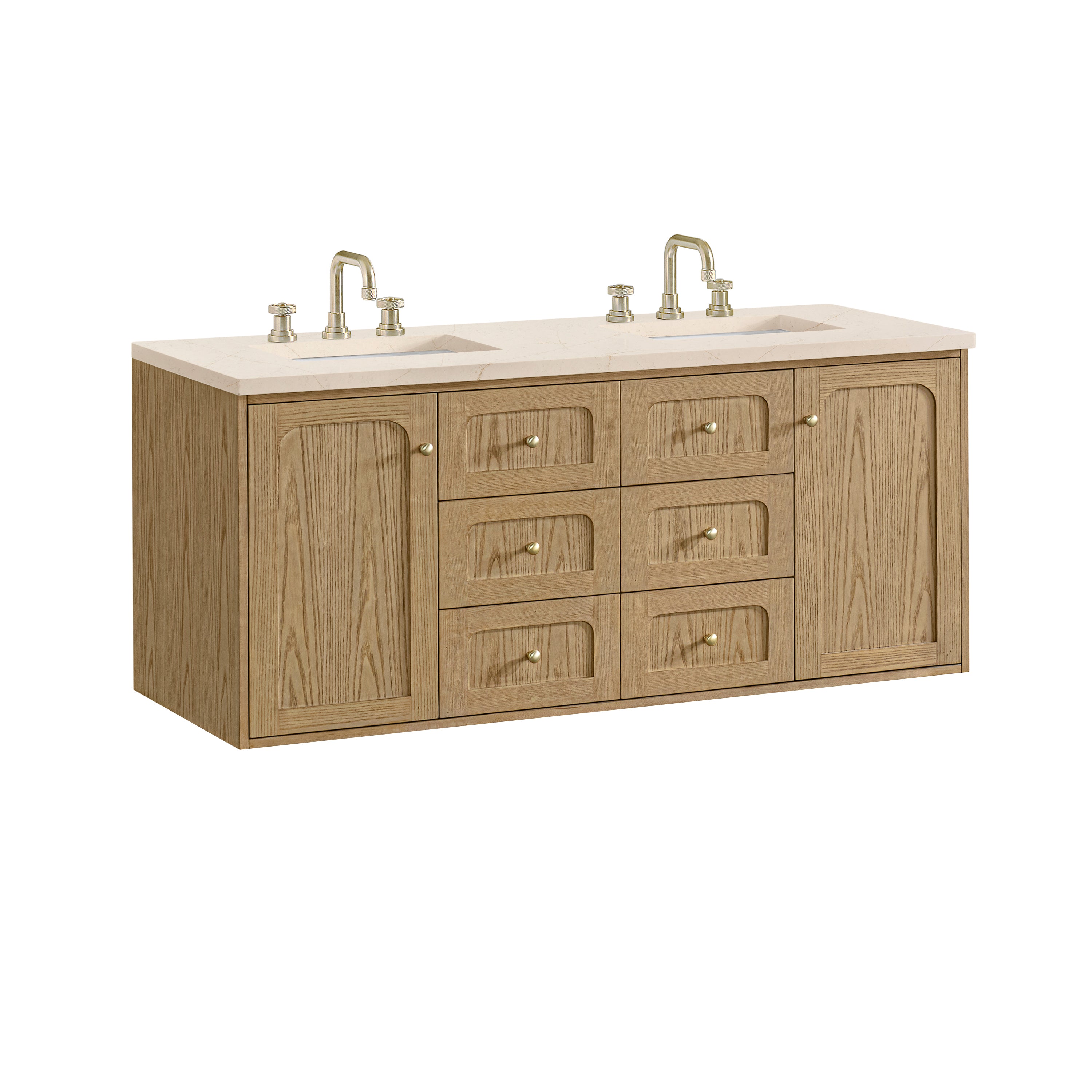 James Martin Laurent 60" Double Vanity in Light Natural Oak with 3cm Countertop