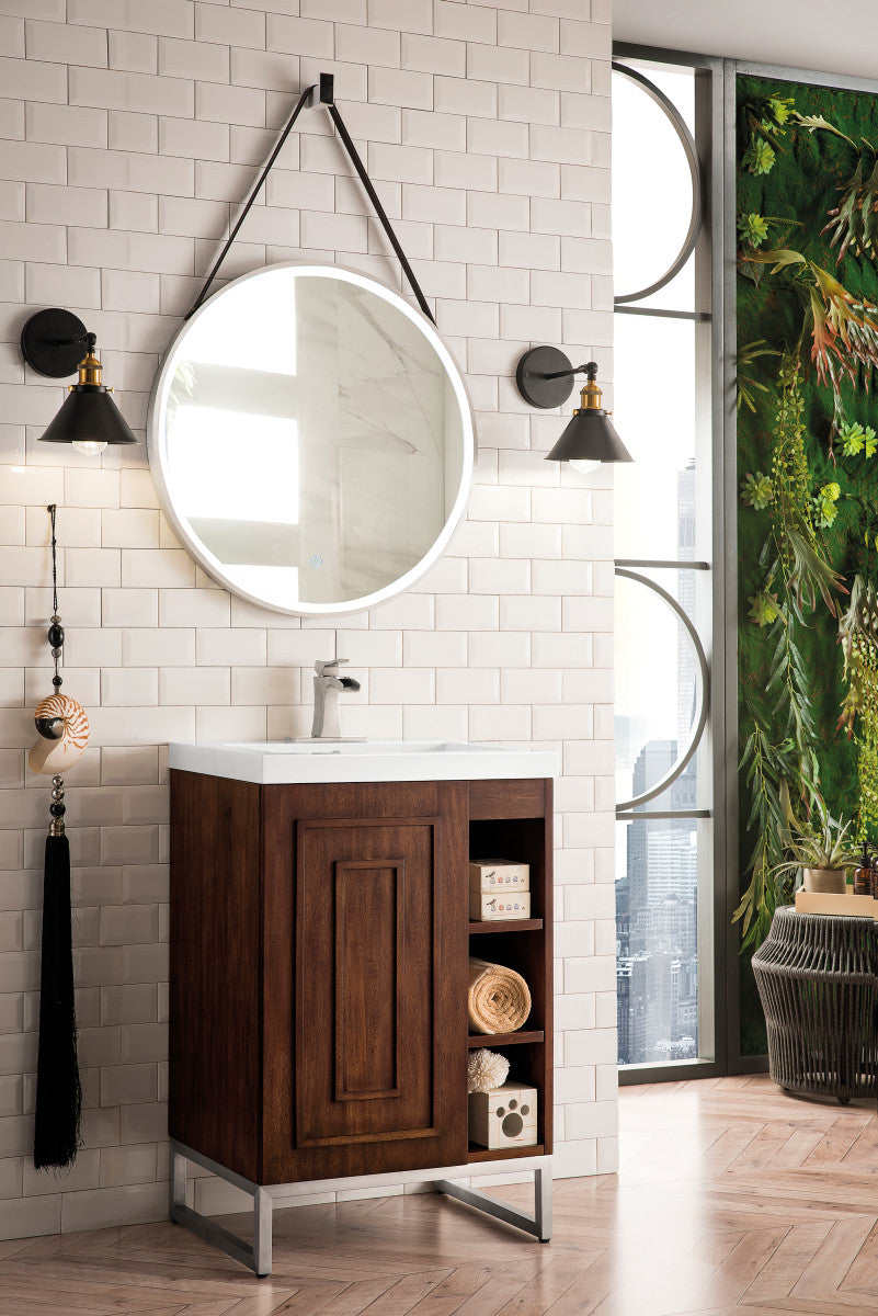 Alicante 24" Single Vanity with White Glossy Composite Stone Top