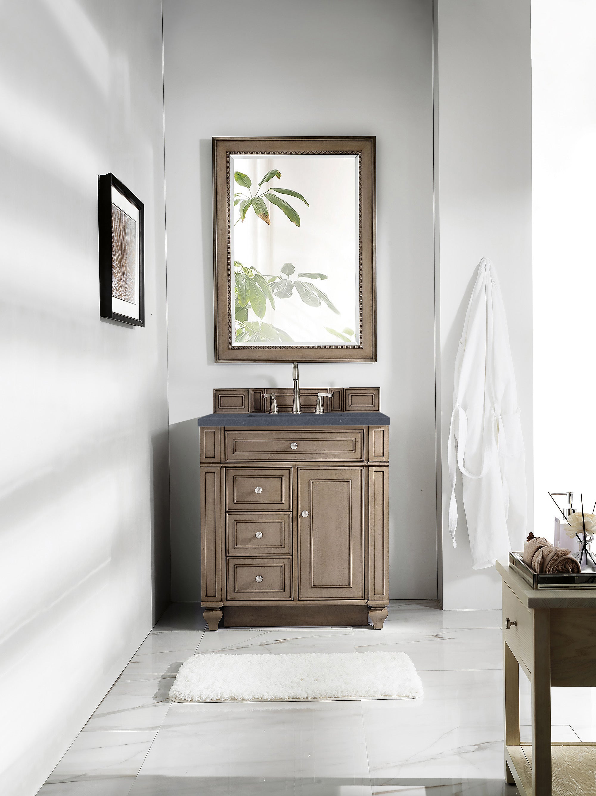 James Martin Bristol 30" Single Vanity in Whitewashed Walnut with 3cm Countertop