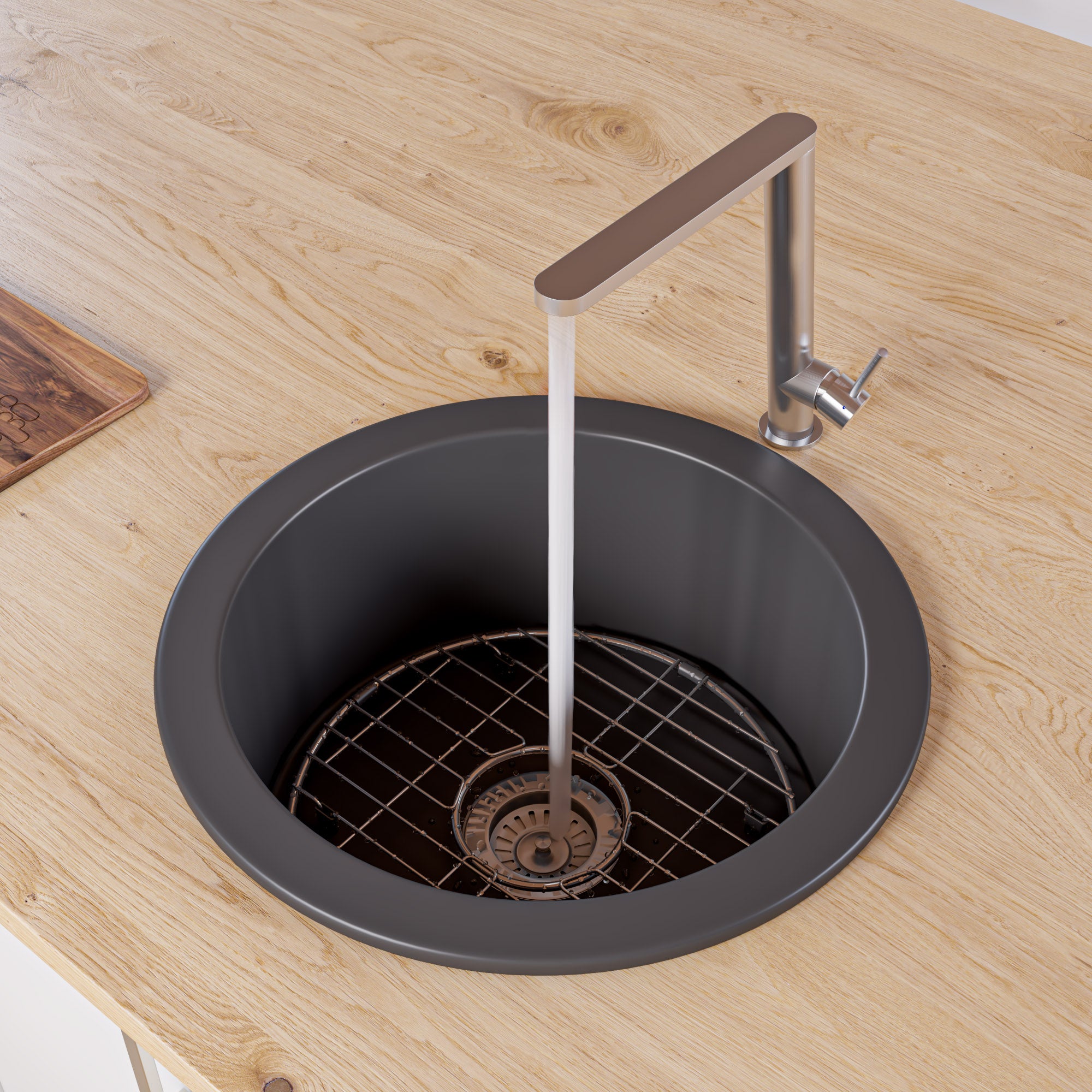 ALFI brand ABF1818R Round 18" x 18" Undermount / Drop In Fireclay Prep Sink