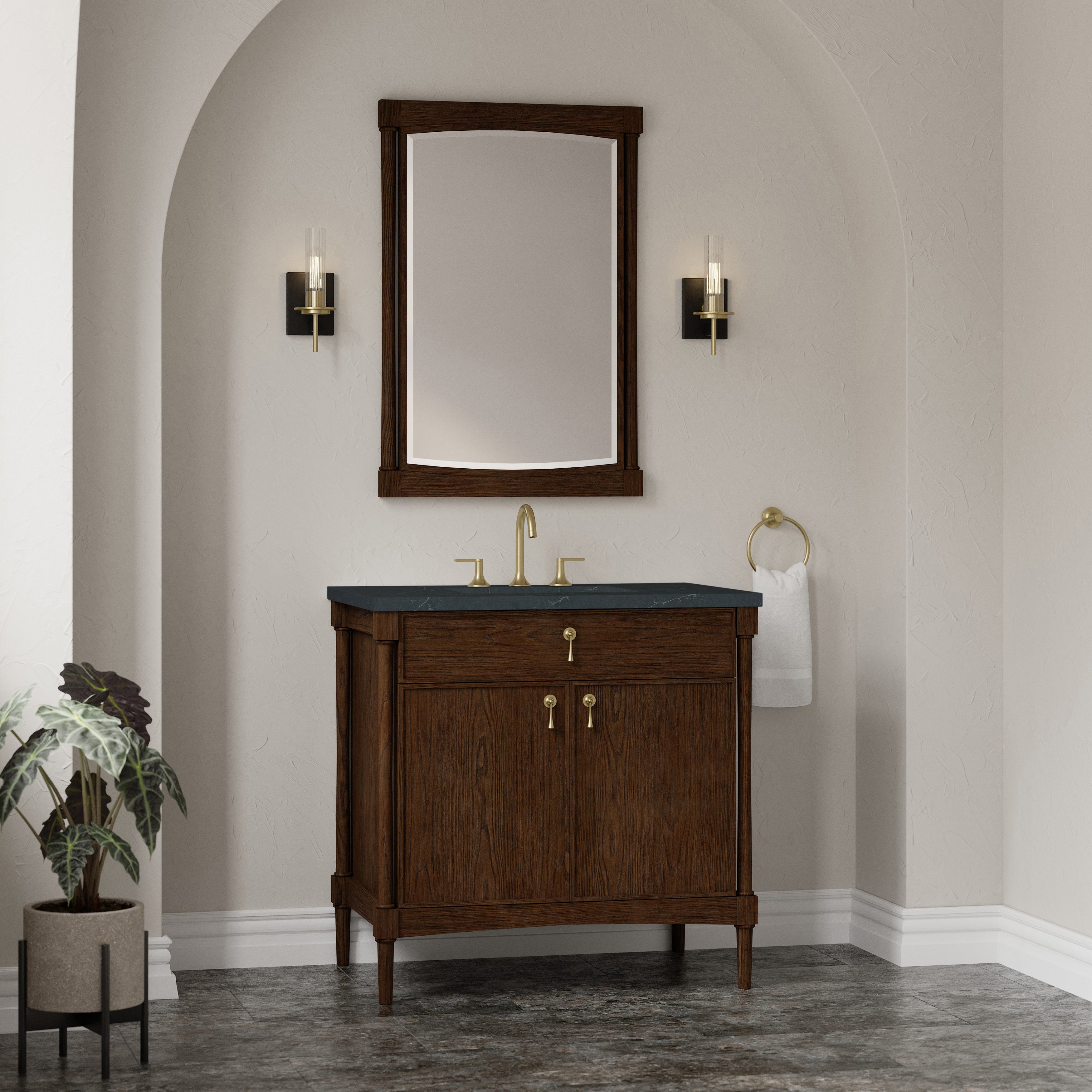 James Martin Kinnsden 36" Single Vanity in Sable Oak with 3cm Countertop