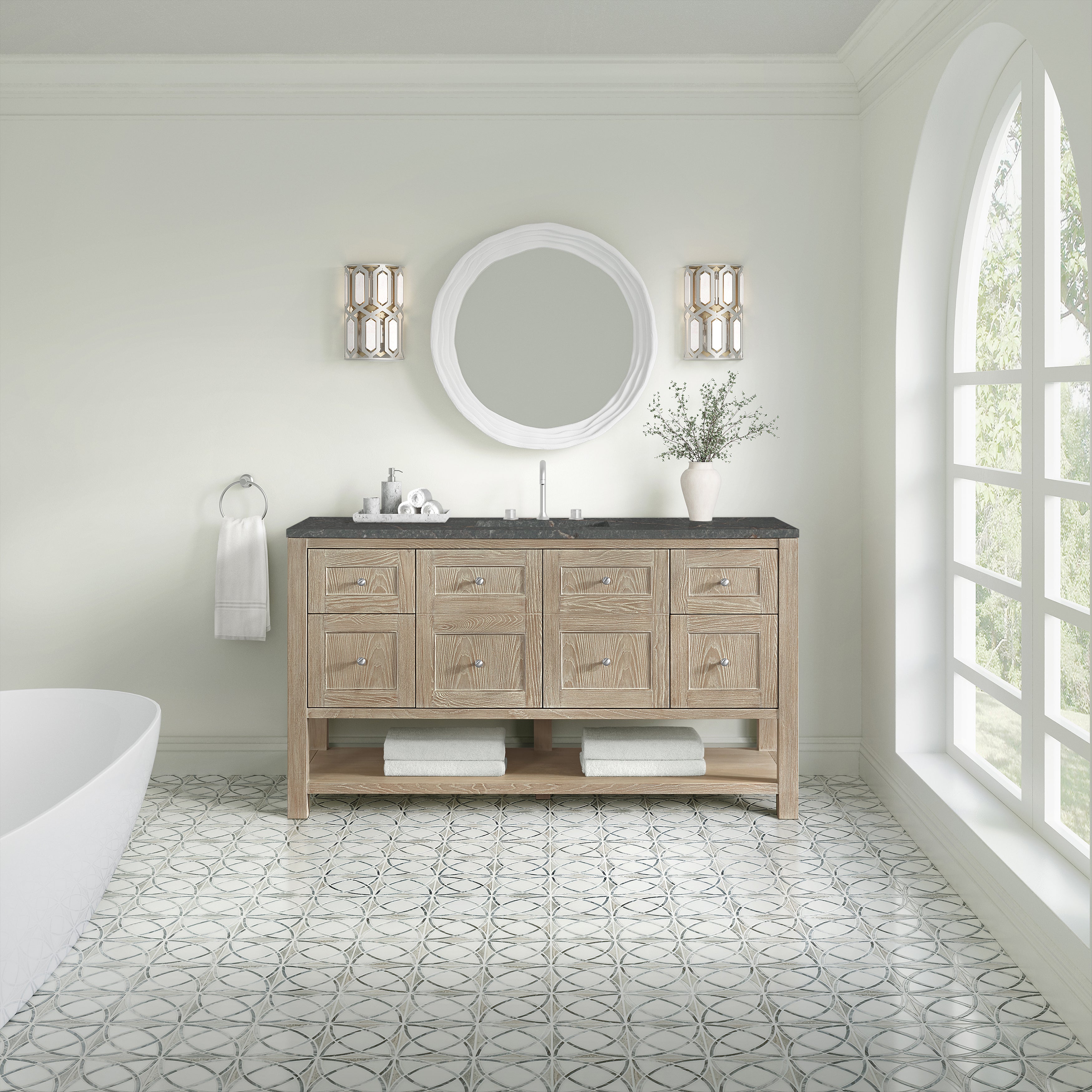 James Martin Breckenridge 60" Single Vanity in Whitewashed Oak with 3cm Countertop
