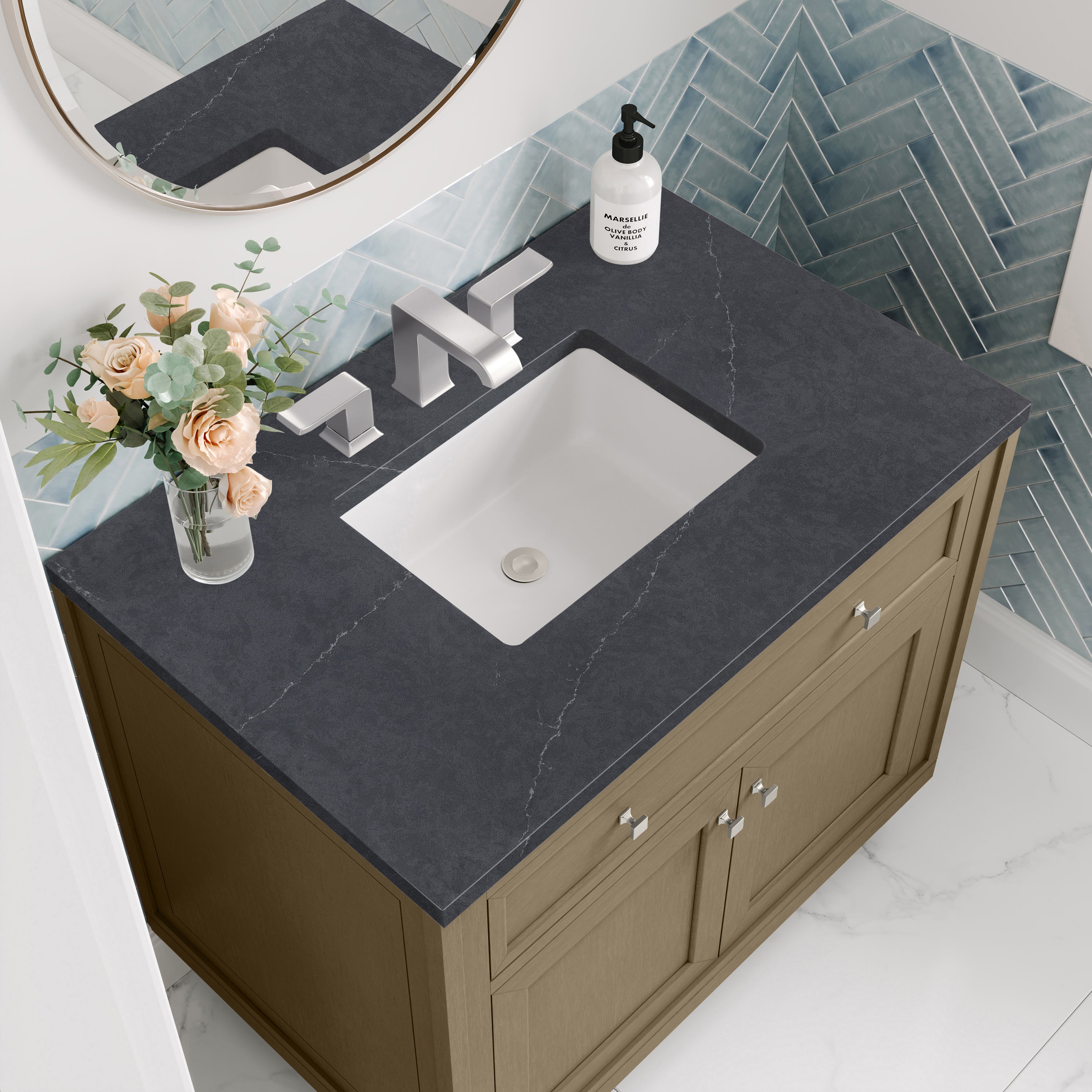 James Martin Chicago 36" Single Vanity in Walnut Whisper with 3cm Countertop