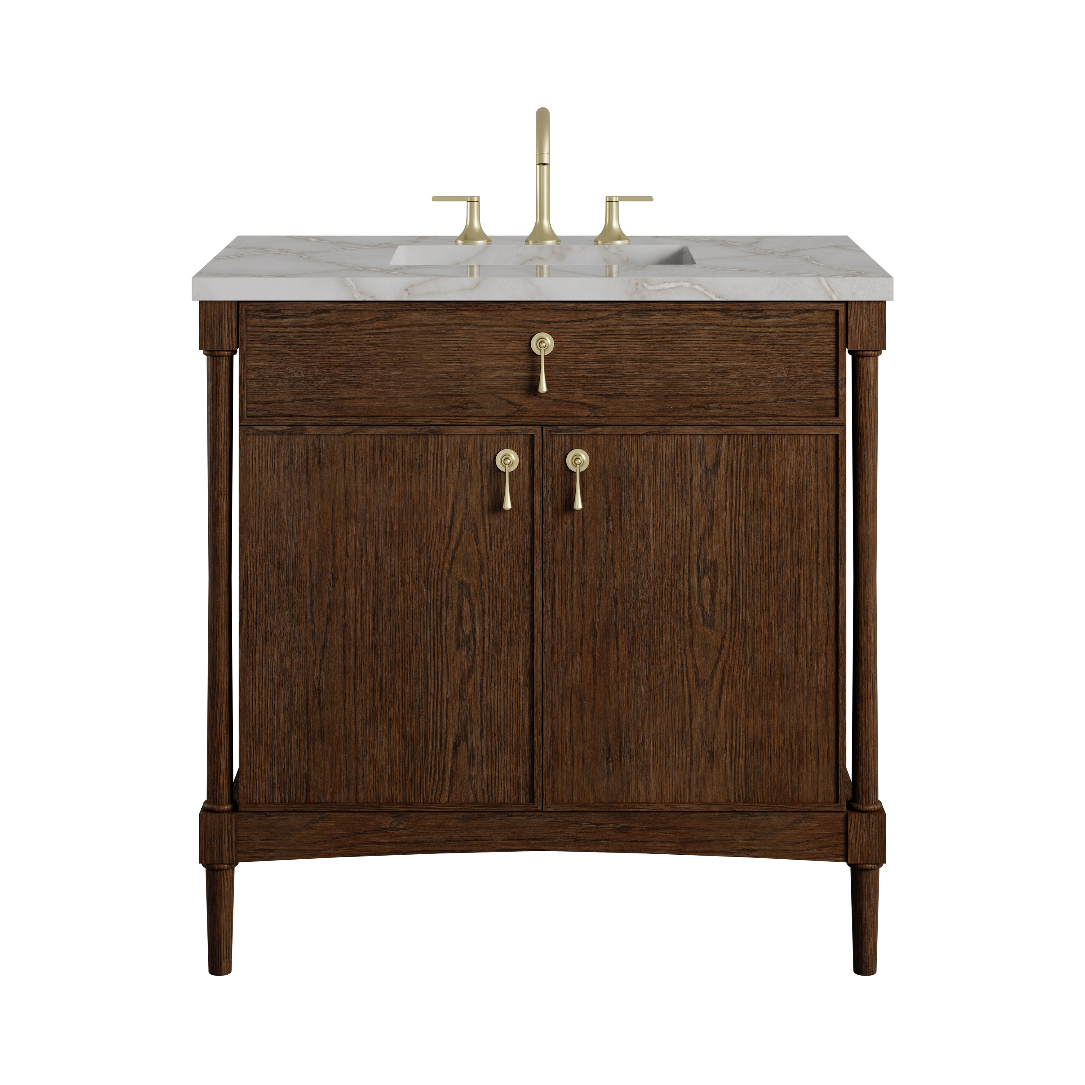 James Martin Kinnsden 36" Single Vanity in Sable Oak with 3cm Countertop