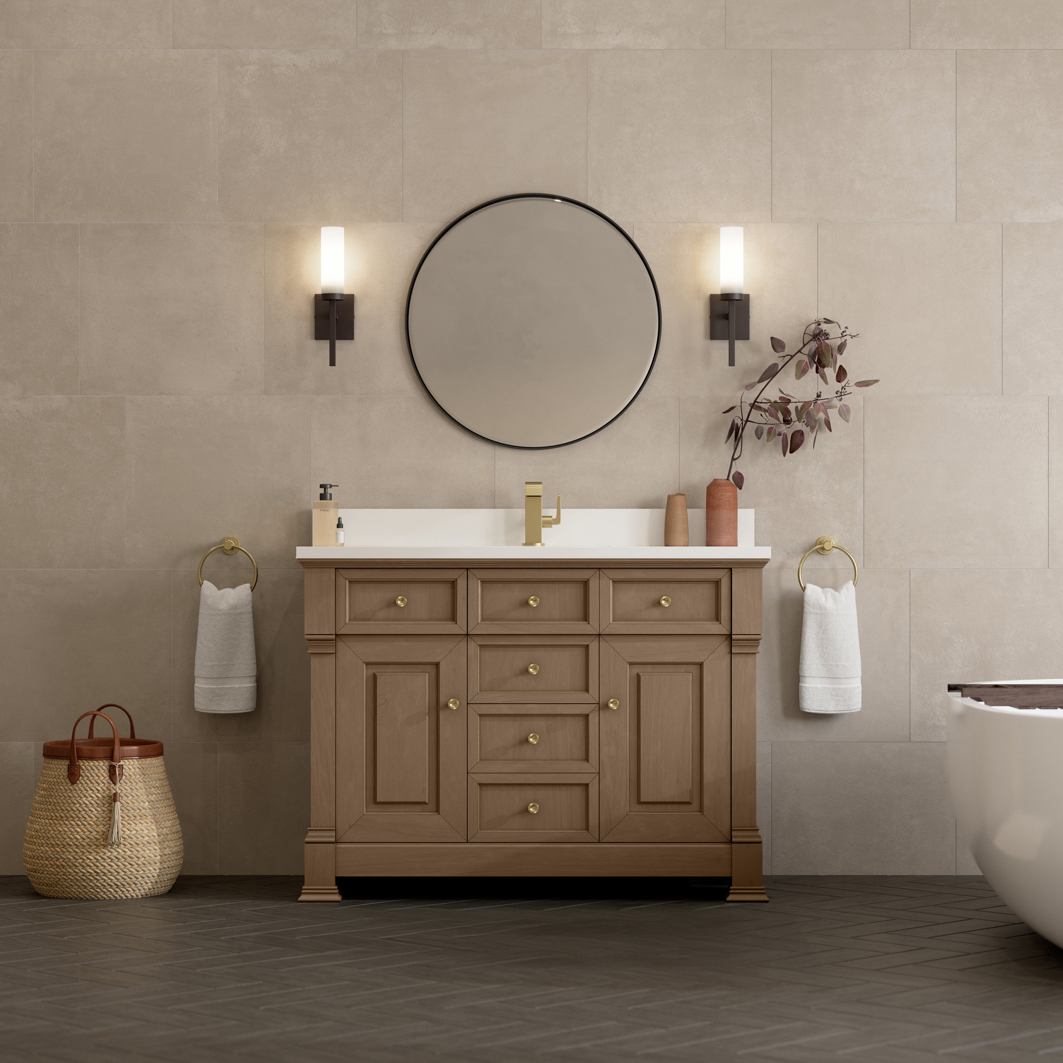 James Martin Brookfield 48" Single Vanity in Pecan with 3cm Countertop