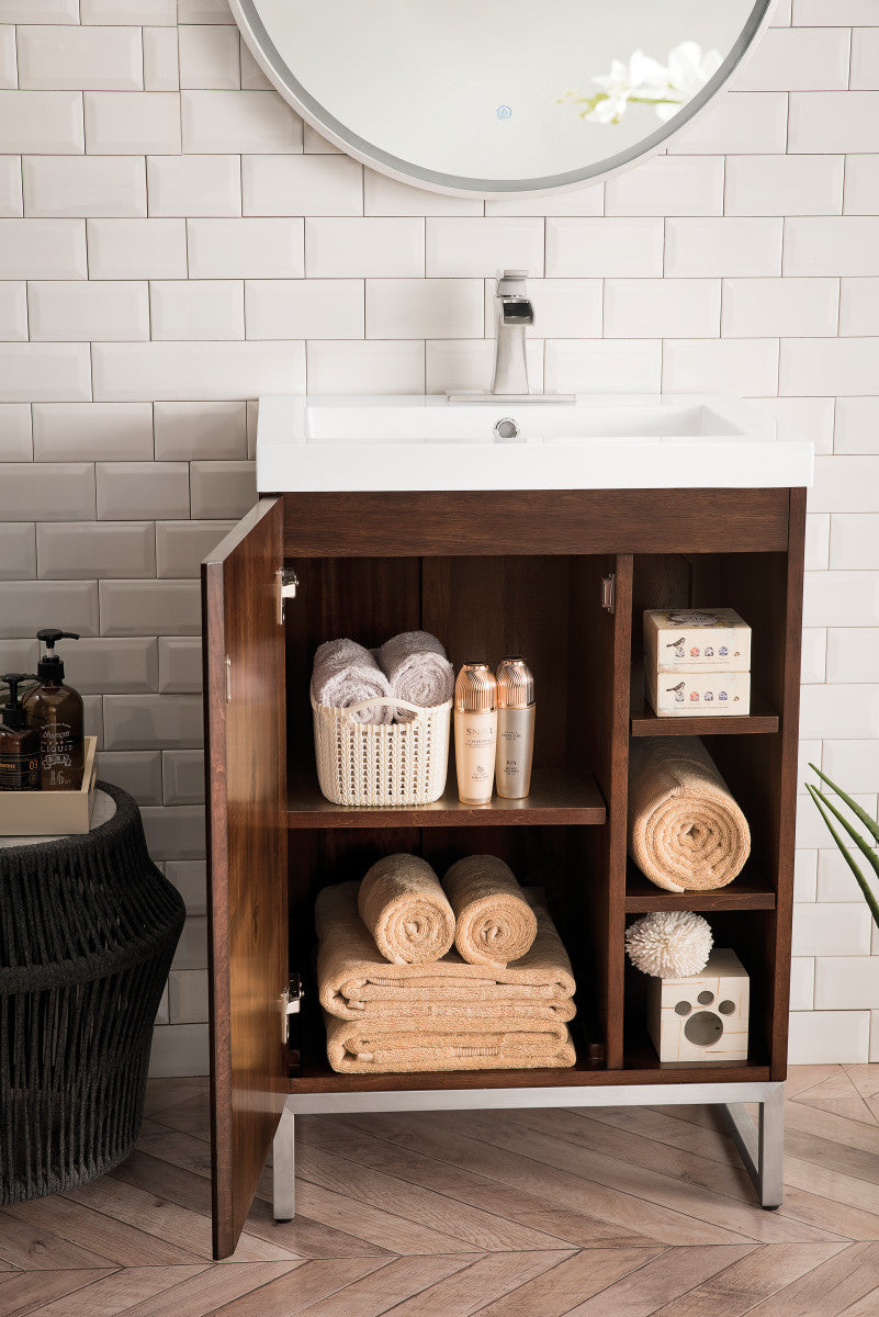 Alicante 24" Single Vanity with White Glossy Composite Stone Top
