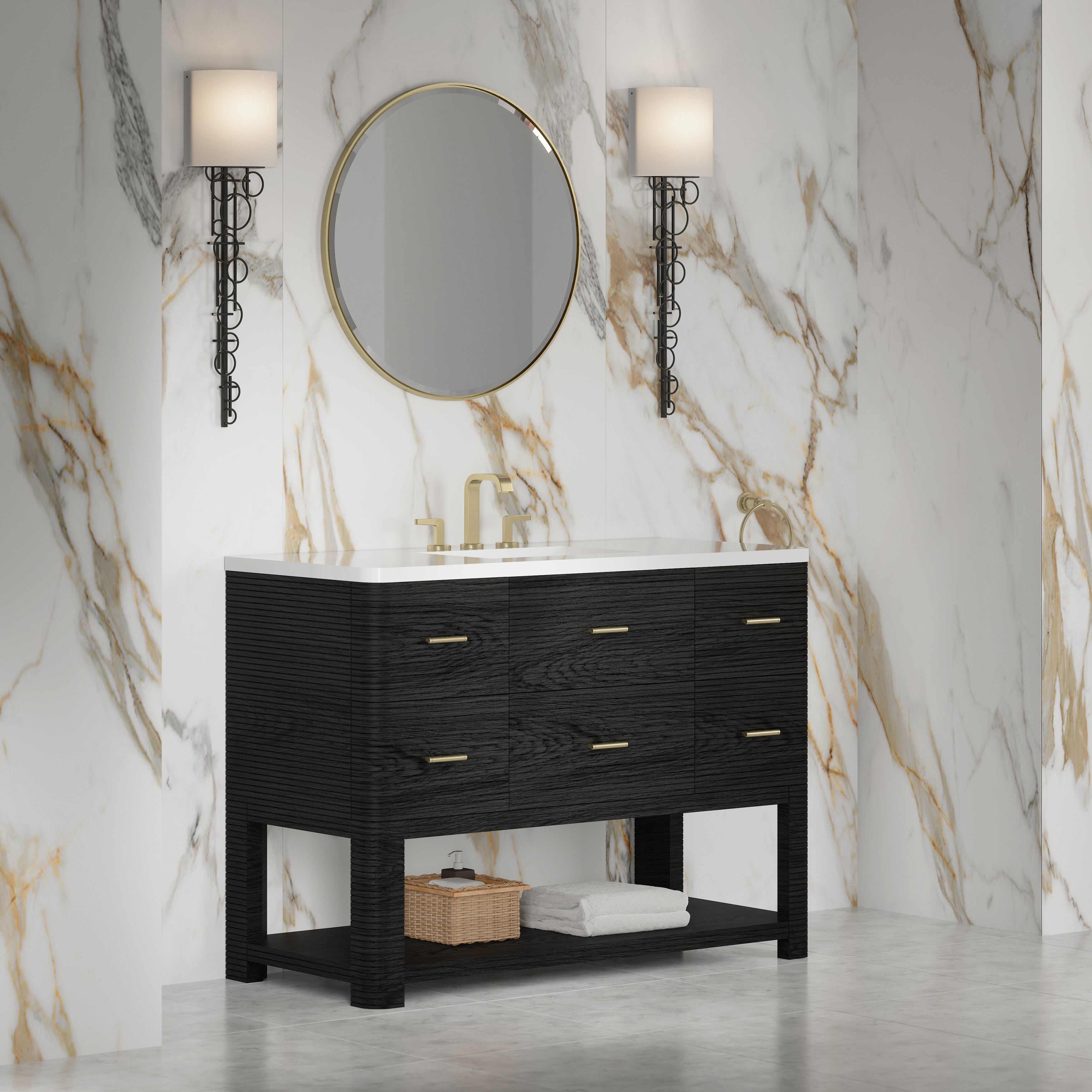 James Martin Lucian 48" Single Vanity in Carbon Oak with 3cm Countertop