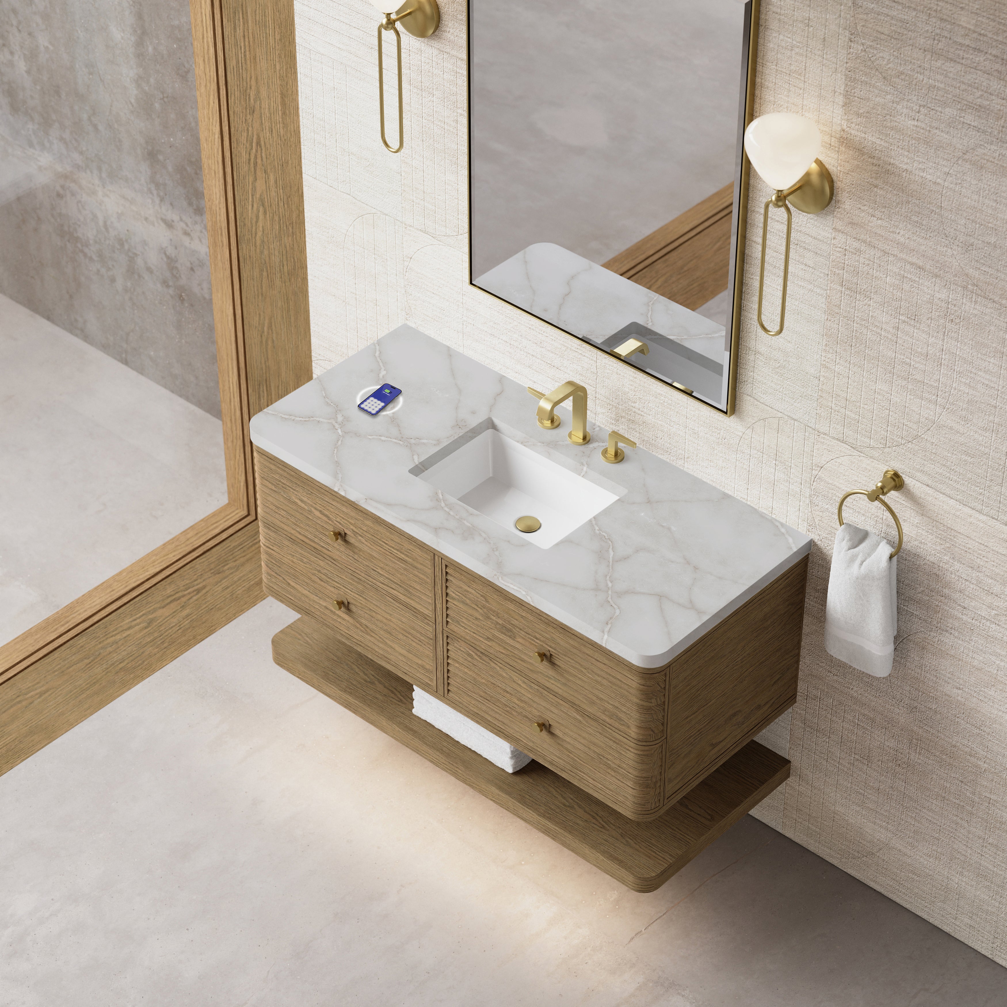 James Martin Allamari 48" Single Vanity in Dune Mist with 3cm Countertop