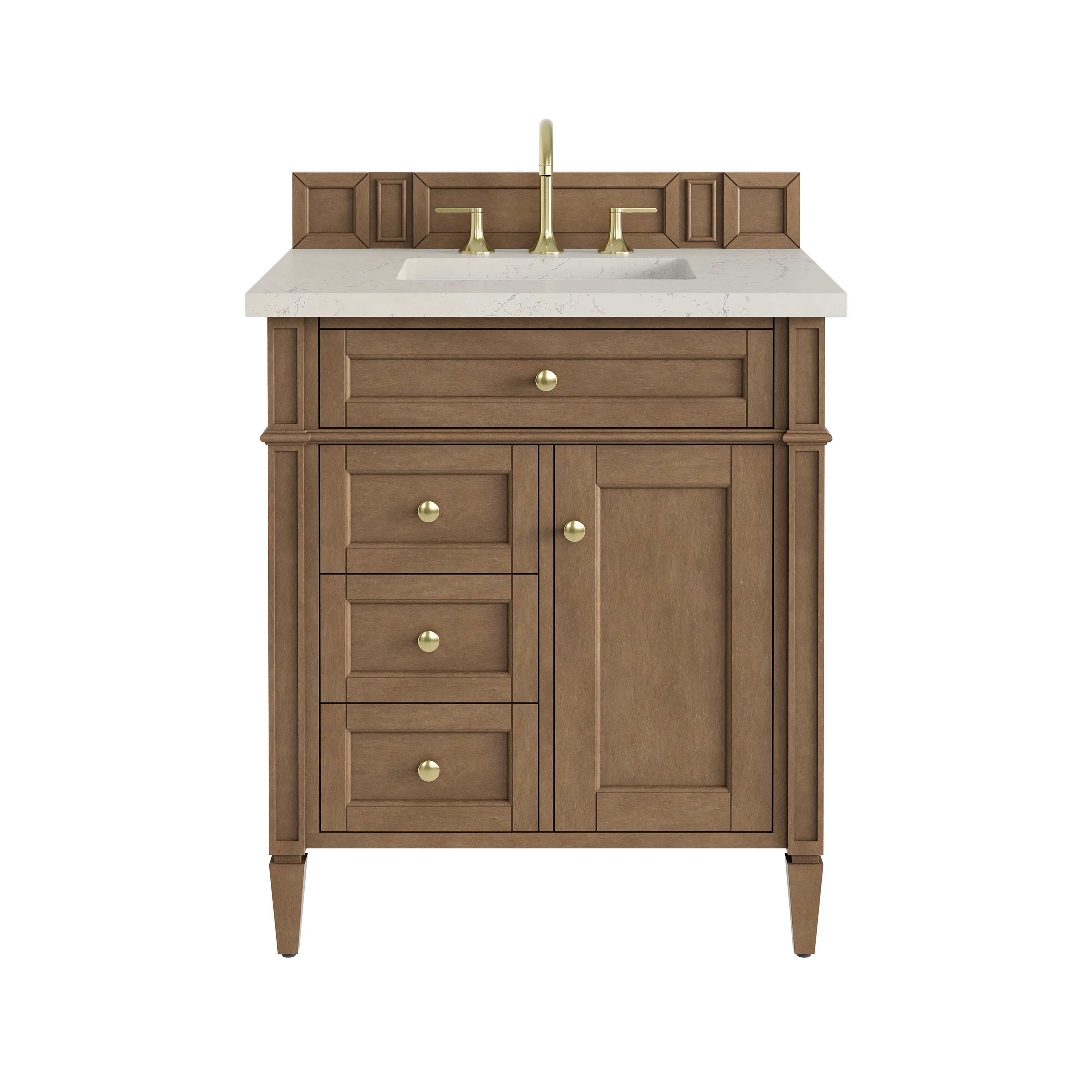 James Martin Brittany 30" Single Vanity in Pecan with 3cm Countertop