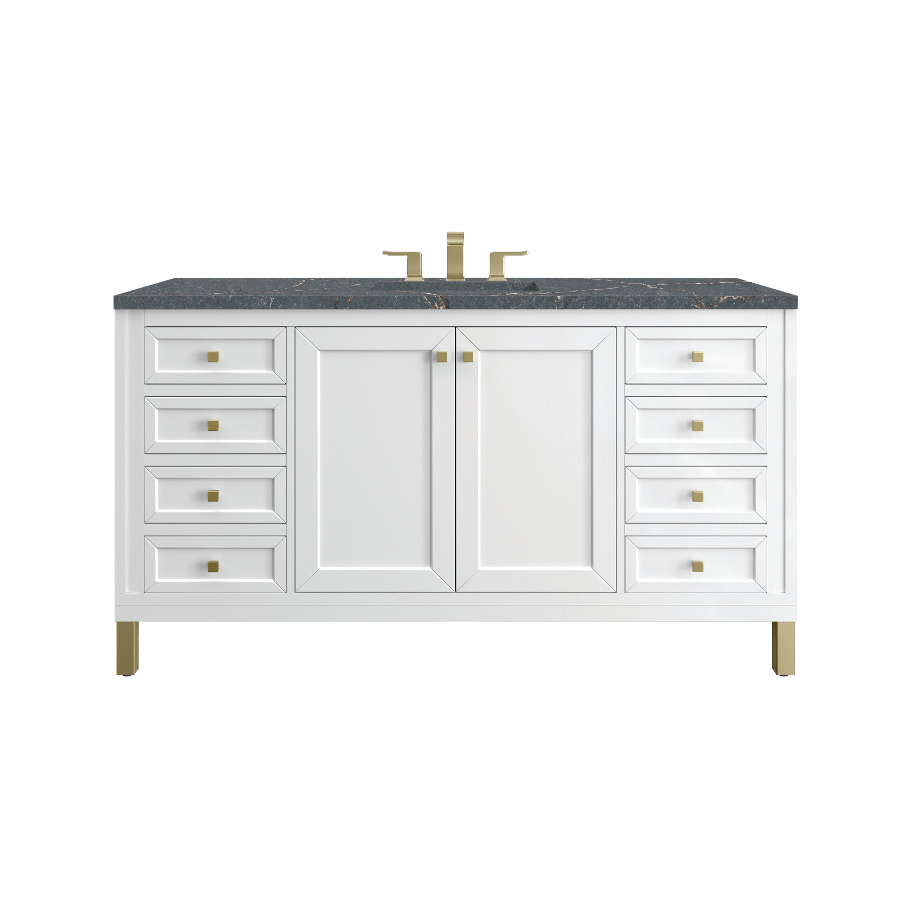 James Martin Chicago 60" Single Vanity in Glossy White with 3cm Countertop