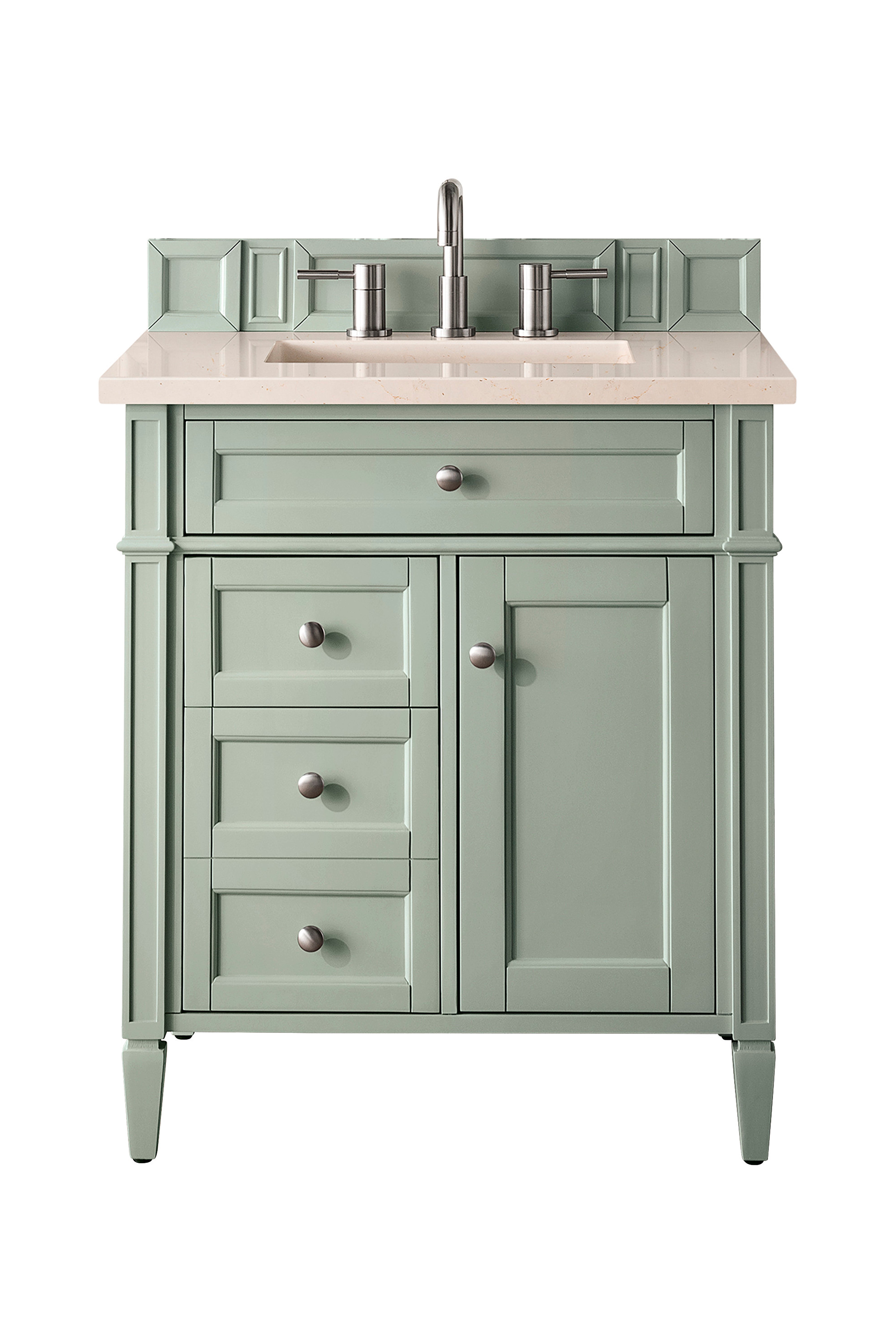 James Martin Brittany 30" Single Vanity in Sage Green with 3cm Countertop