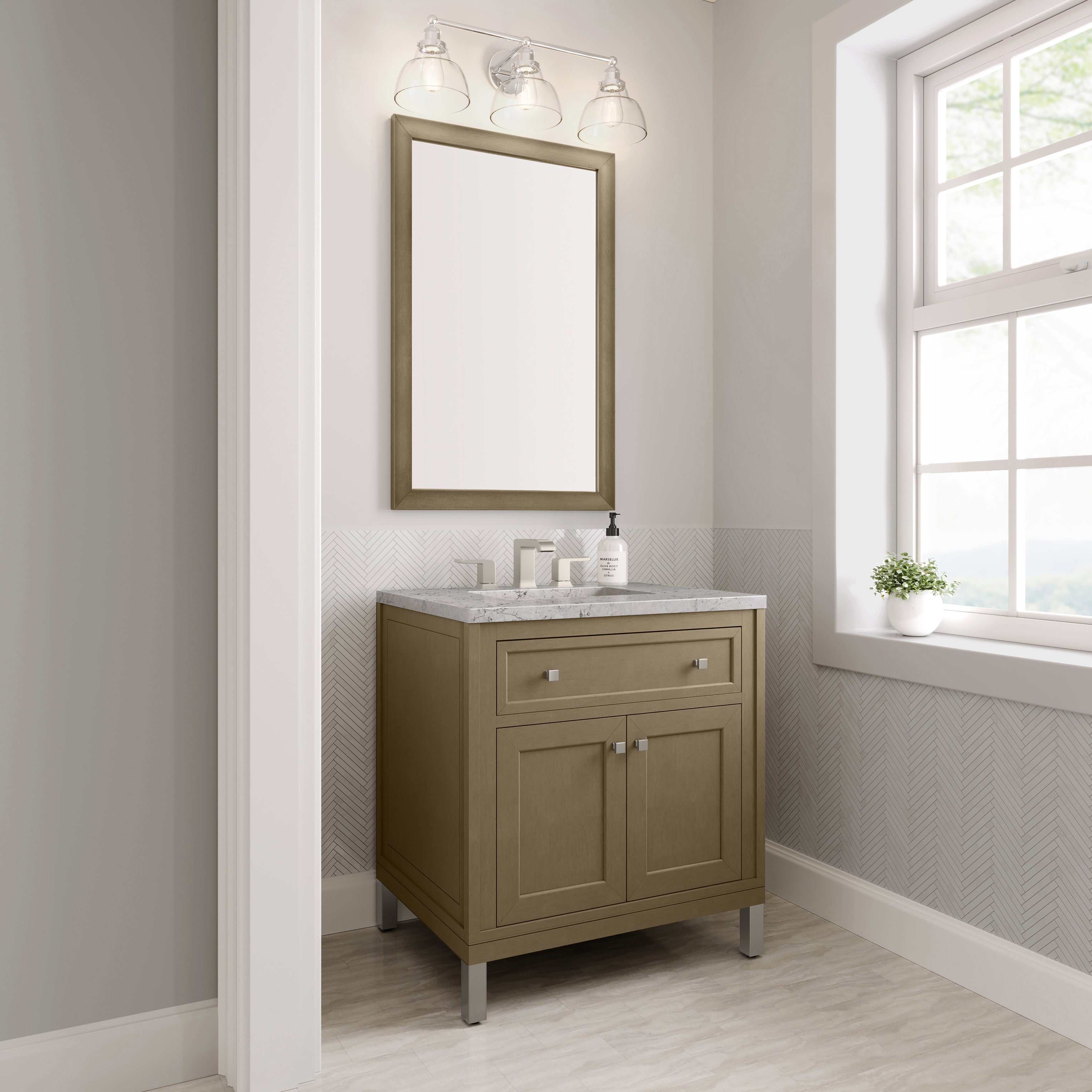 James Martin Chicago 30" Single Vanity in Walnut Whisper with 3cm Countertop