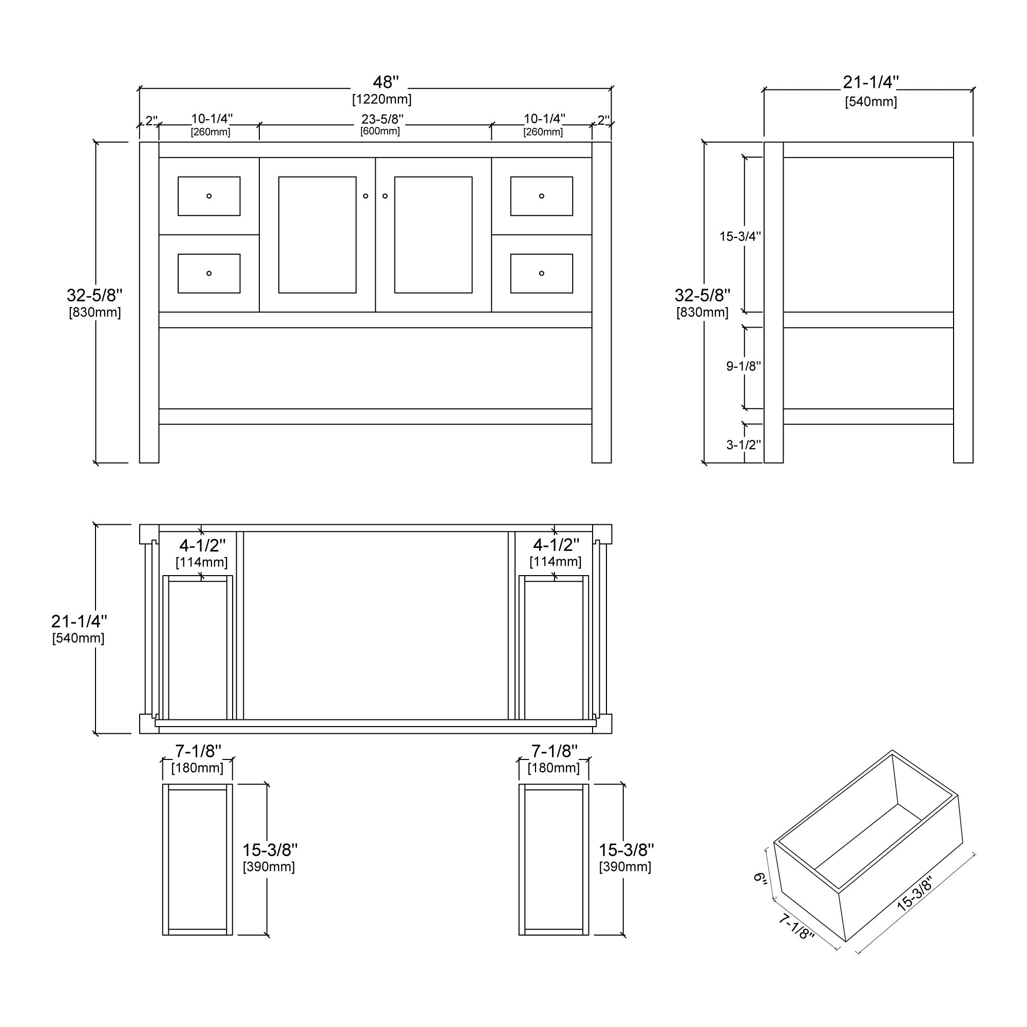 035 Series - 48 Inch Vanity - Double Sinks