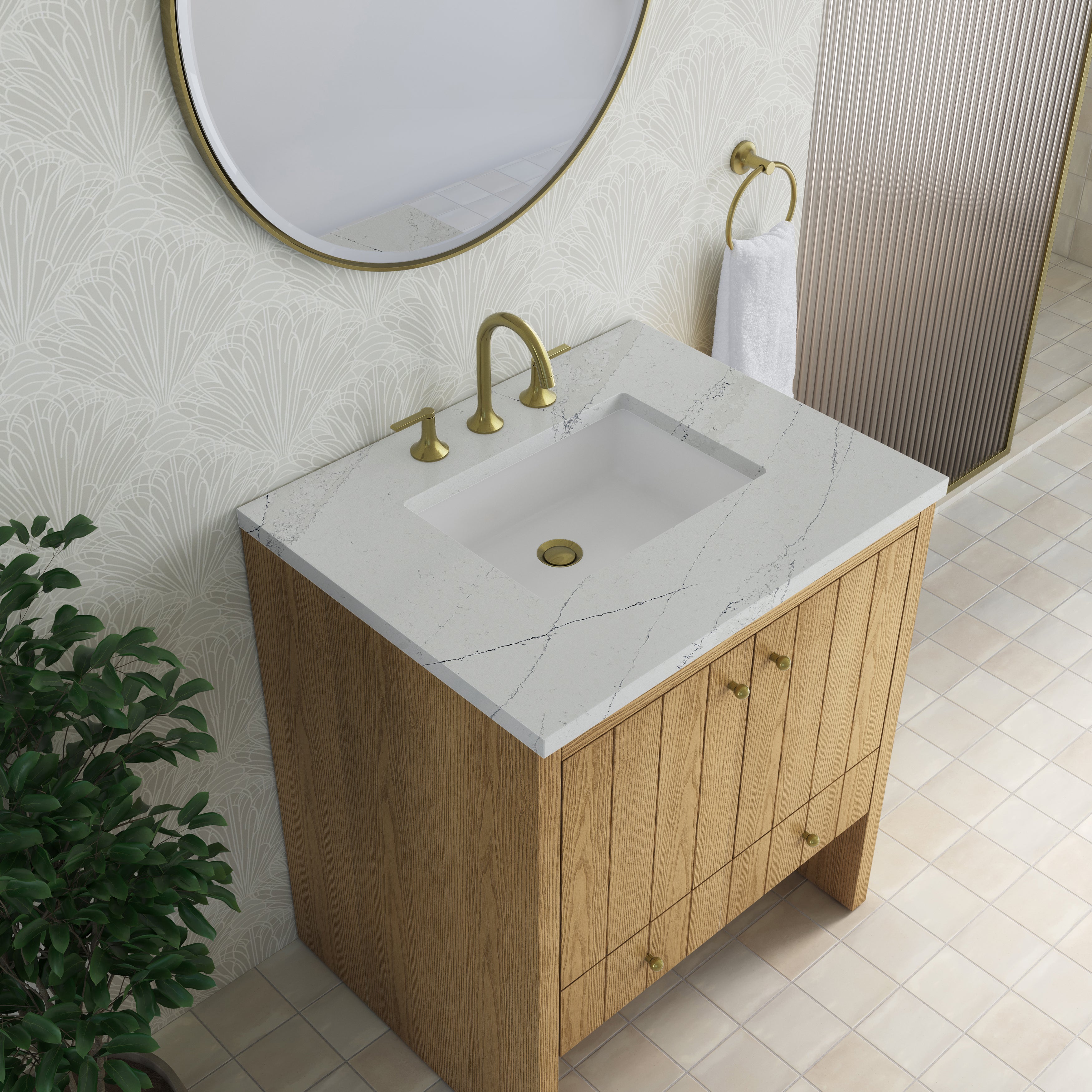 James Martin Hudson 30" Single Vanity in Light Natural Oak with 3cm Countertop