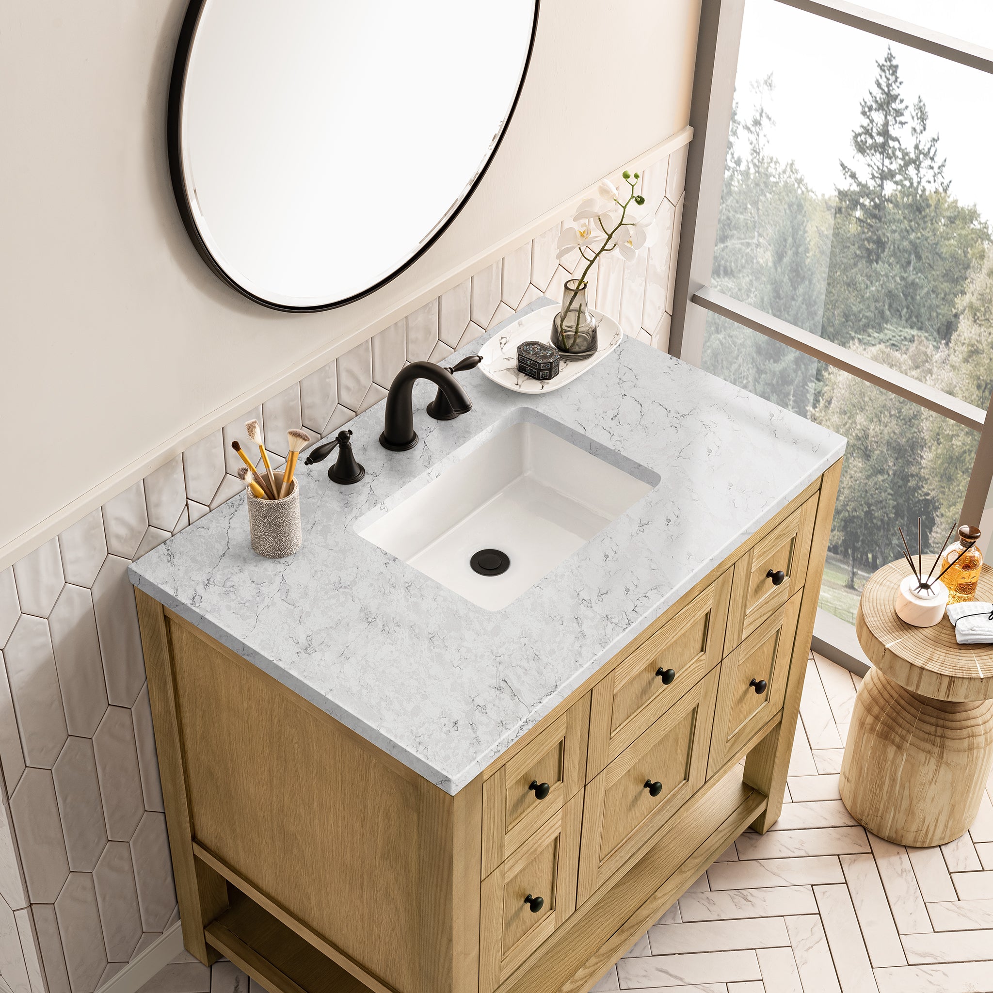James Martin Breckenridge 36" Single Vanity in Light Natural Oak with 3cm Countertop