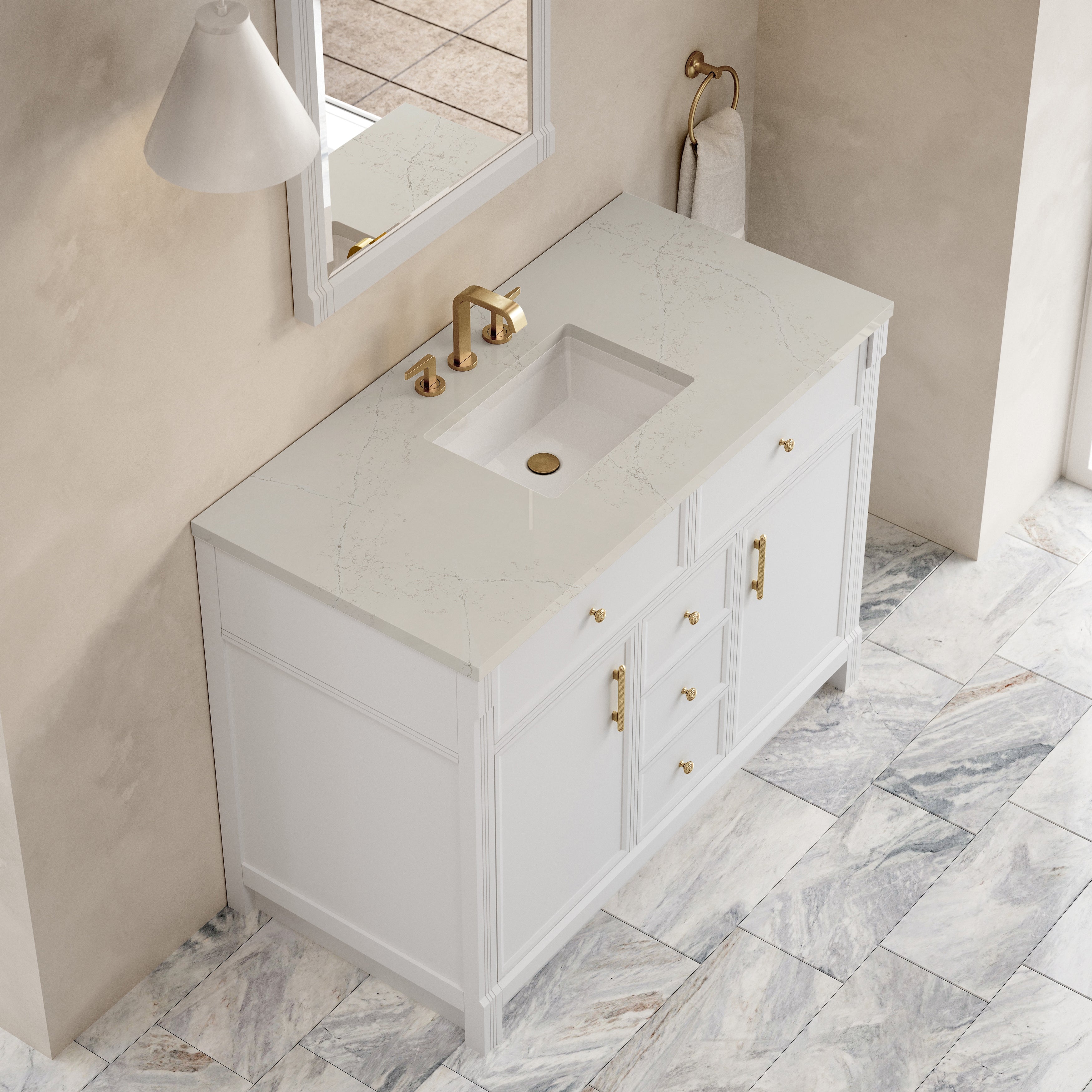 James Martin Bellshire 48" Single Vanity in Bright White with 3cm Countertop